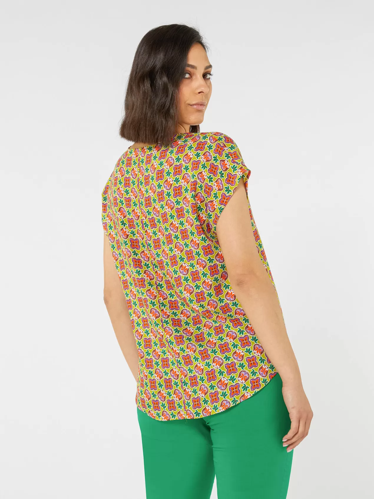 Sale Elena Mirò Blouse A Impression Ethnique Vert Clair