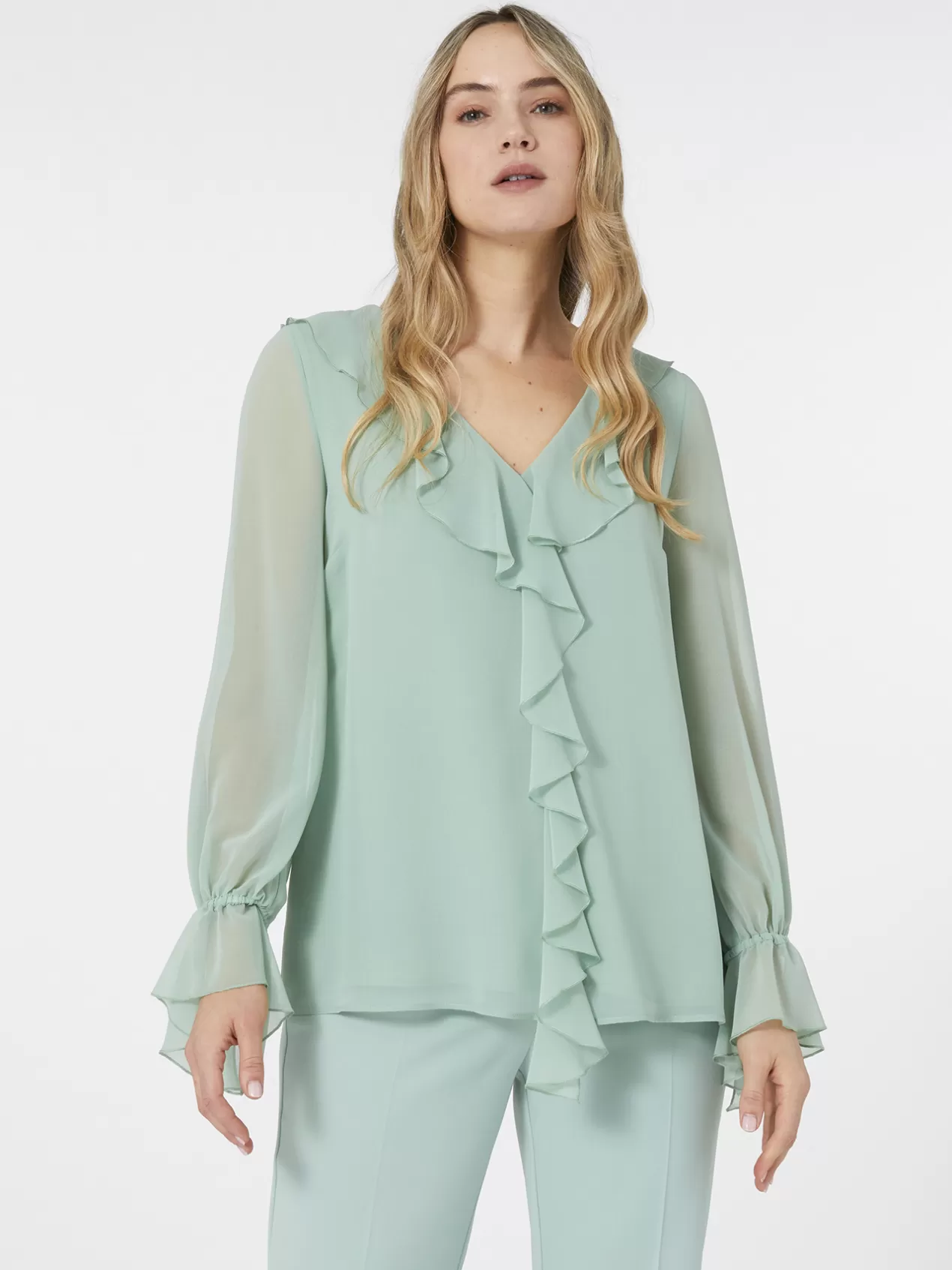 Best Sale Elena Mirò Blouse A Jabot Green Water