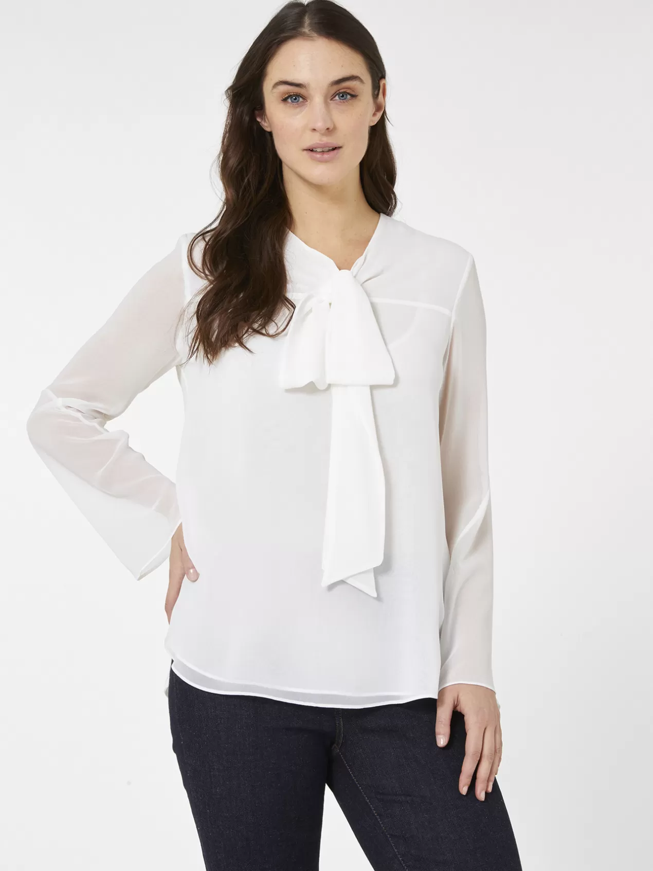 New Elena Mirò Blouse A Lavalliere Blanc