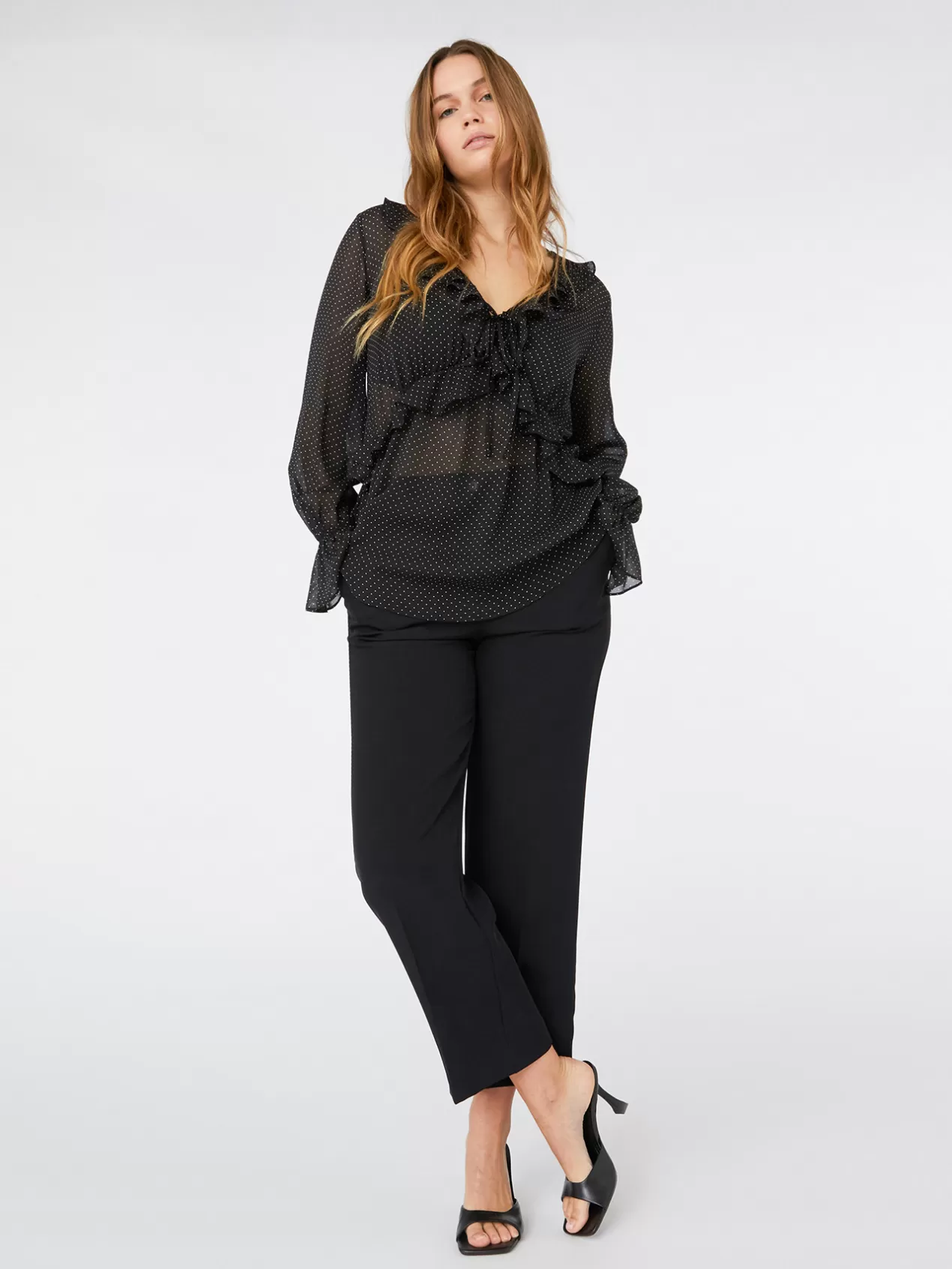 Online Elena Mirò Blouse A Micro Pois En Viscose Noir