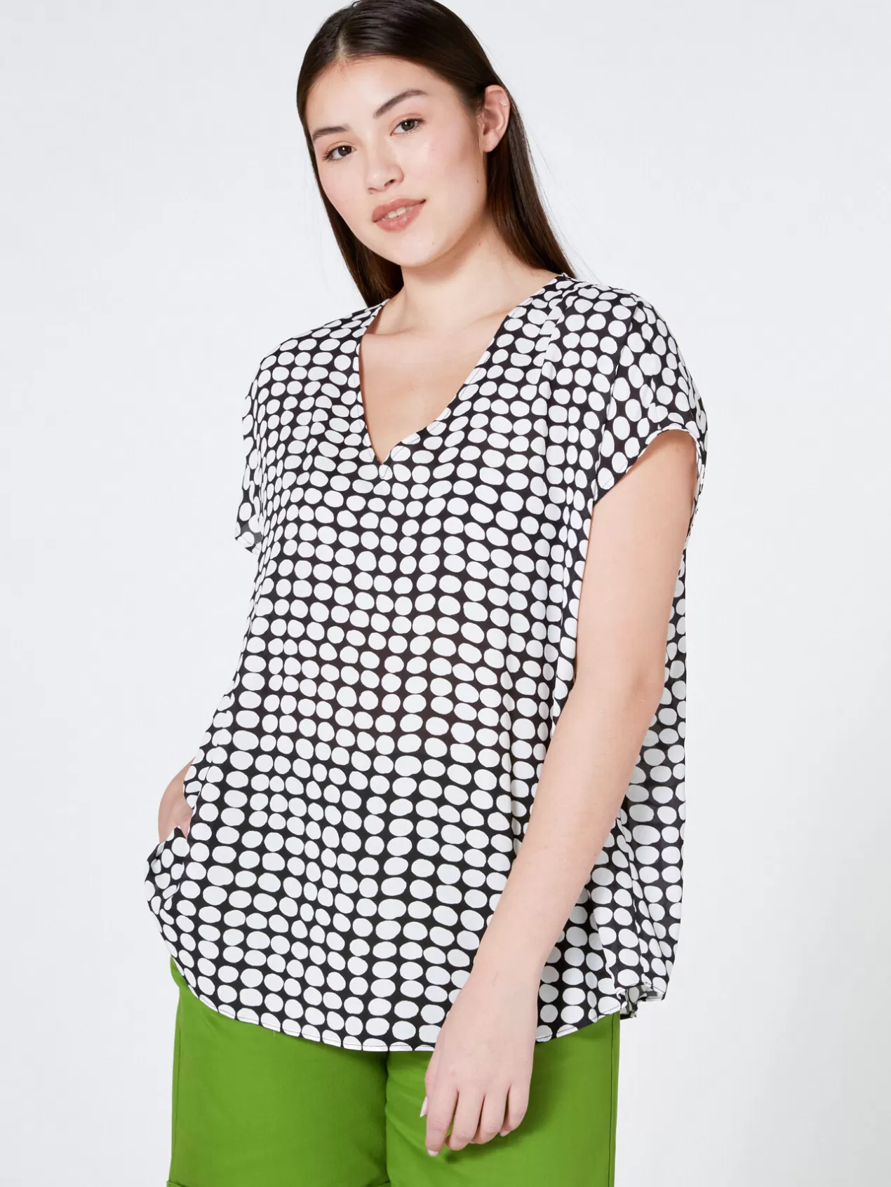 Cheap Elena Mirò Blouse En Crepe De Chine Imprime Noir