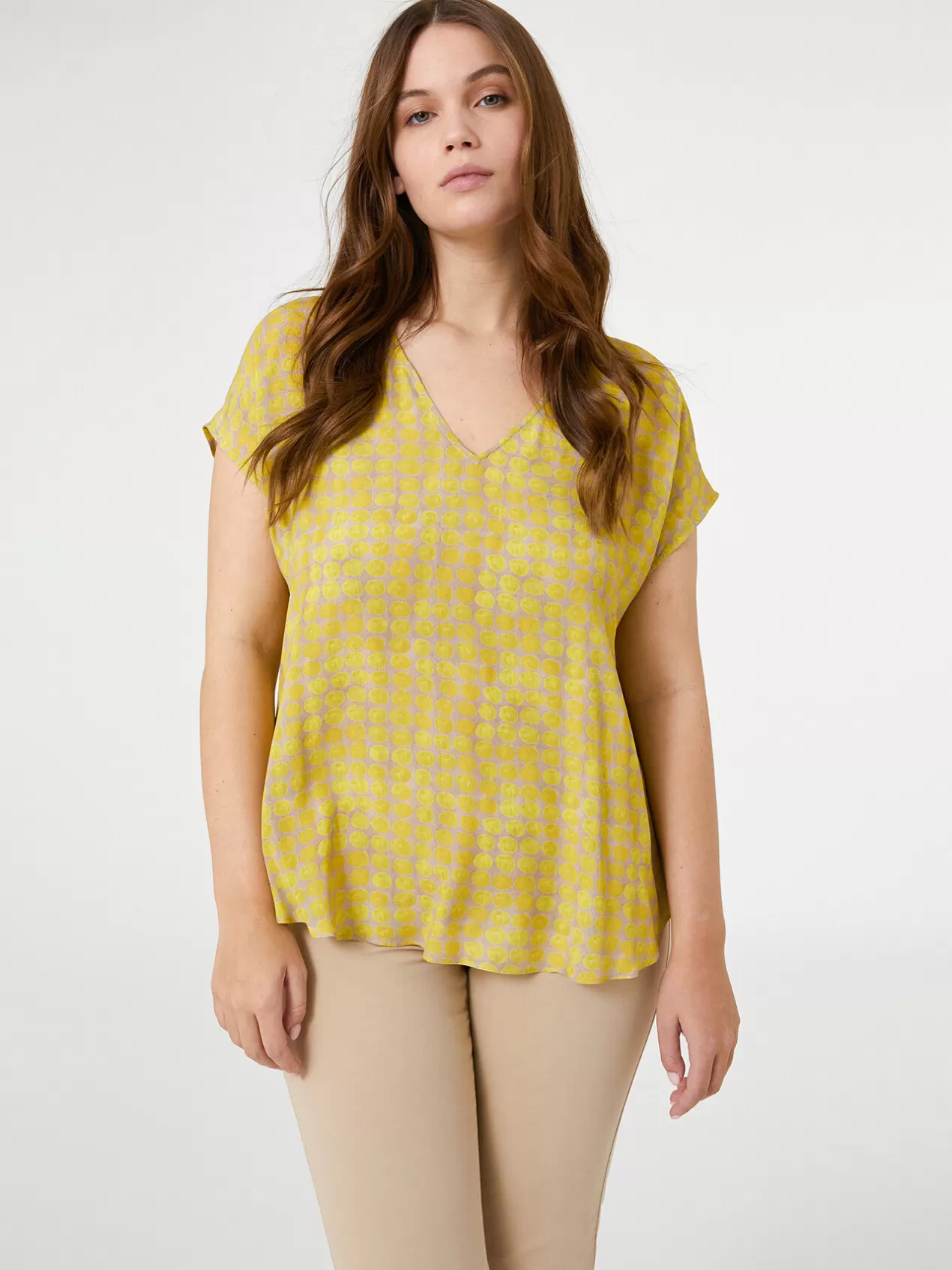Cheap Elena Mirò Blouse En Crepe De Chine Imprime Jaune