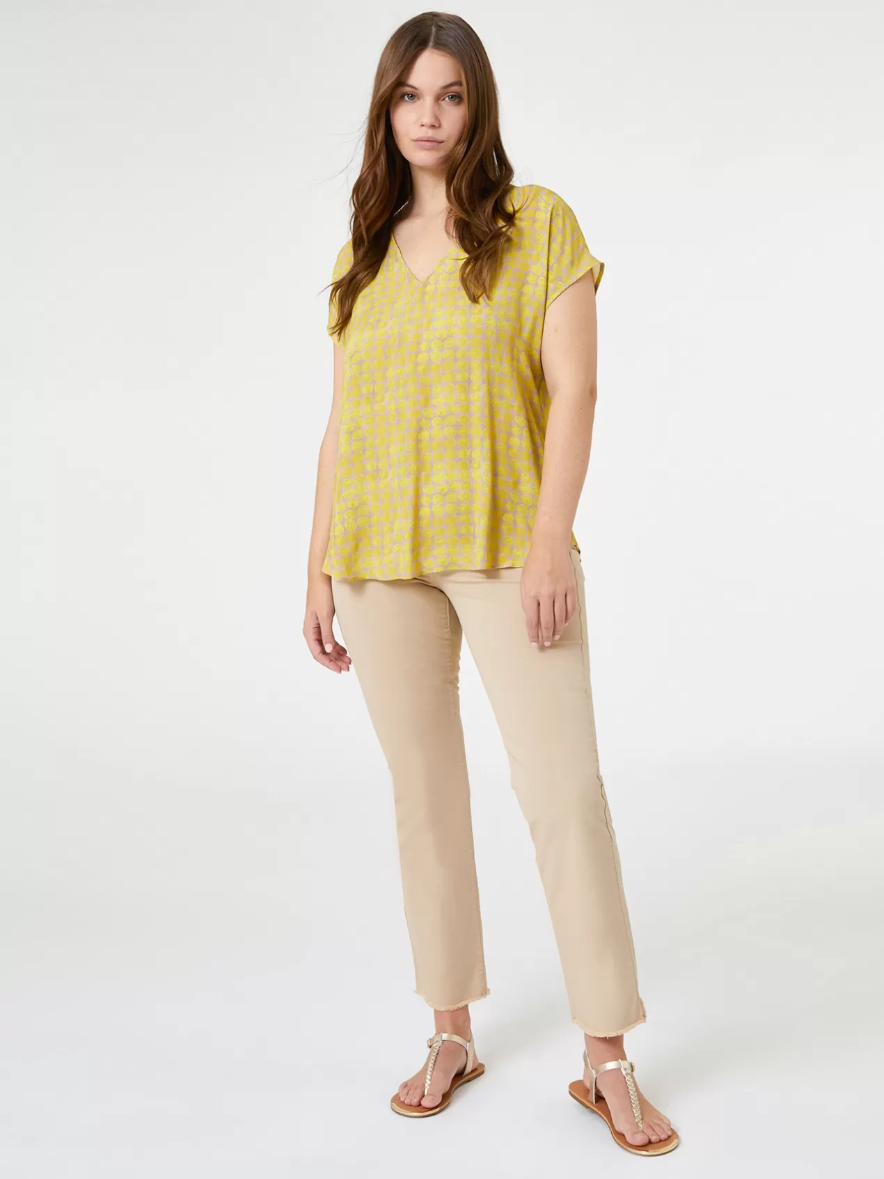 Cheap Elena Mirò Blouse En Crepe De Chine Imprime Jaune