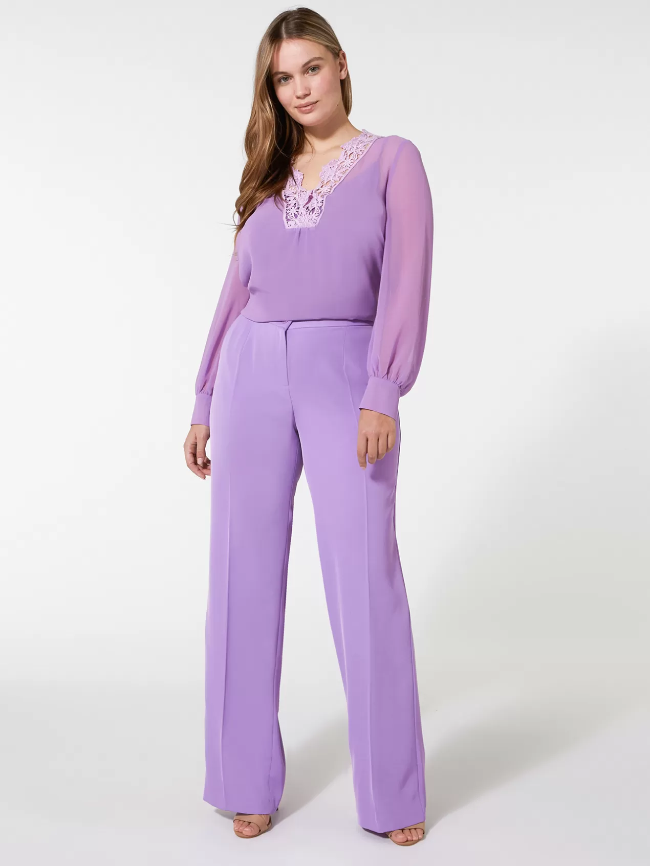 Hot Elena Mirò Blouse En Georgette Avec Macrame Sur Le Col Violet