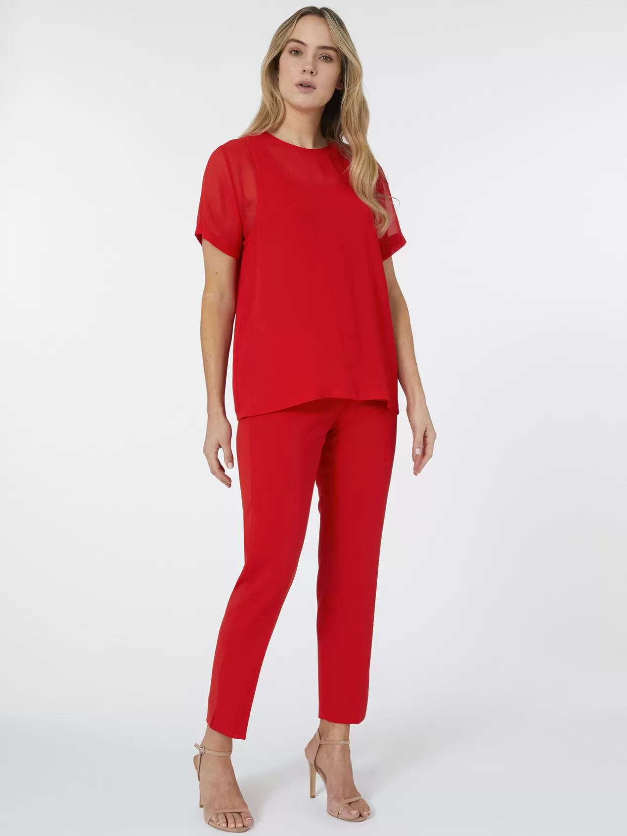Cheap Elena Mirò Blouse En Georgette Avec Superpositions Rouge