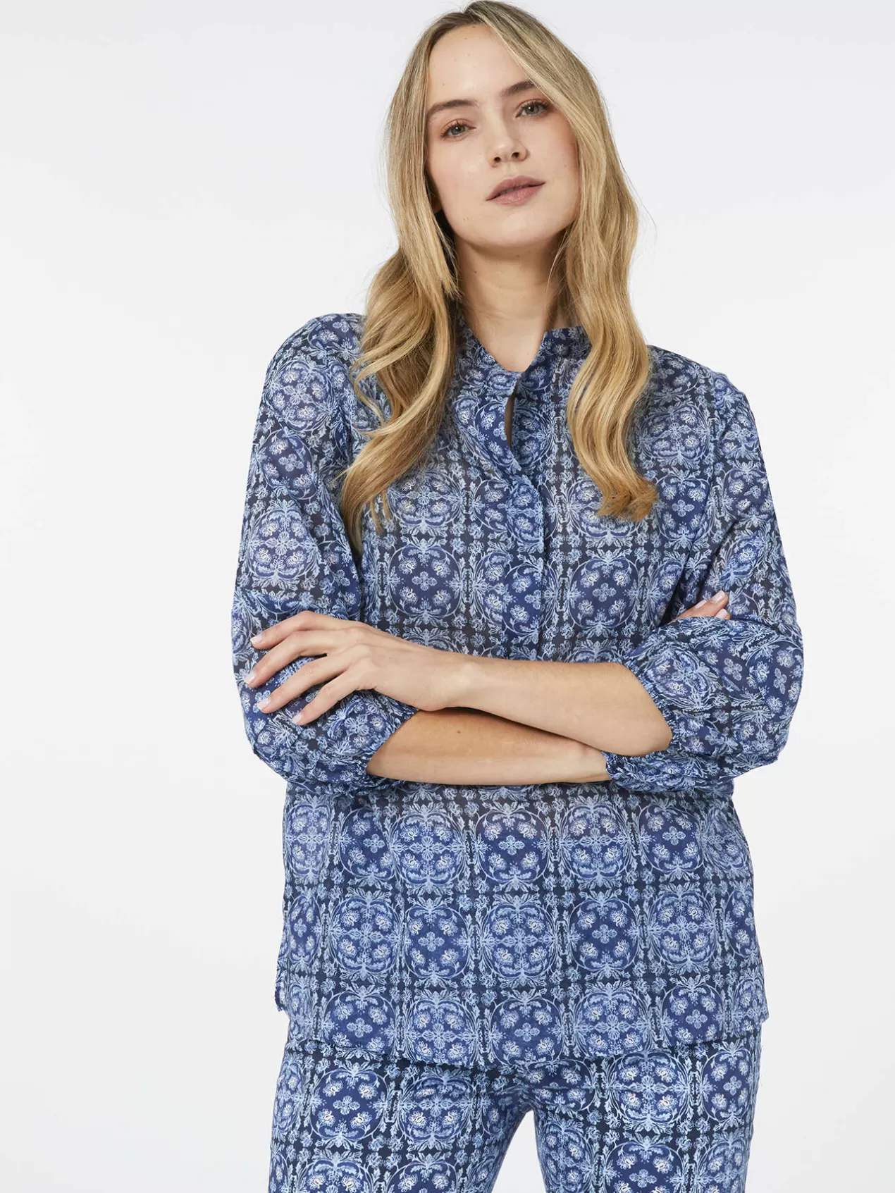 Best Sale Elena Mirò Blouse En Mousseline Imprimee Bleu