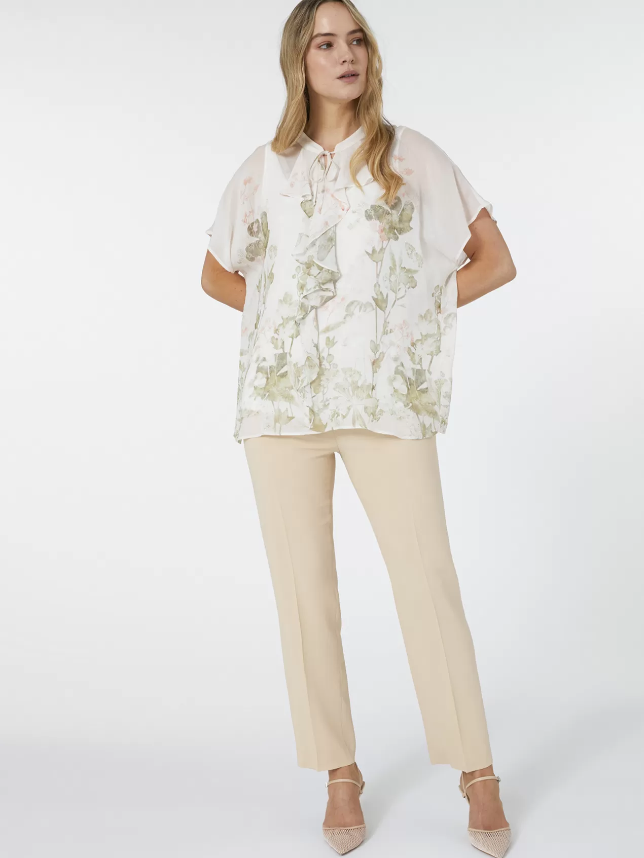 New Elena Mirò Blouse En Viscose A Imprime Place Beige