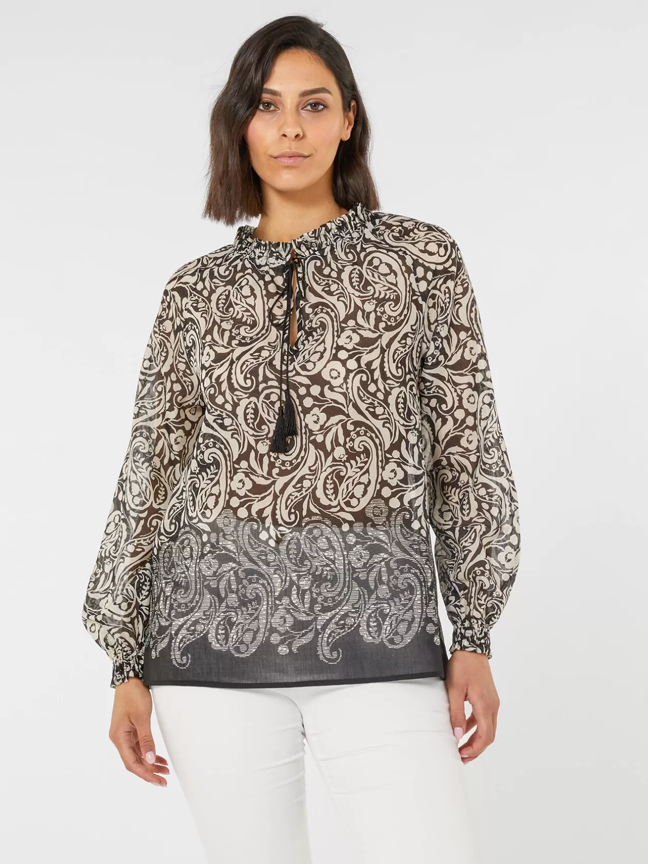 Best Elena Mirò Blouse Imprimee Avec Bord Estompe Noir