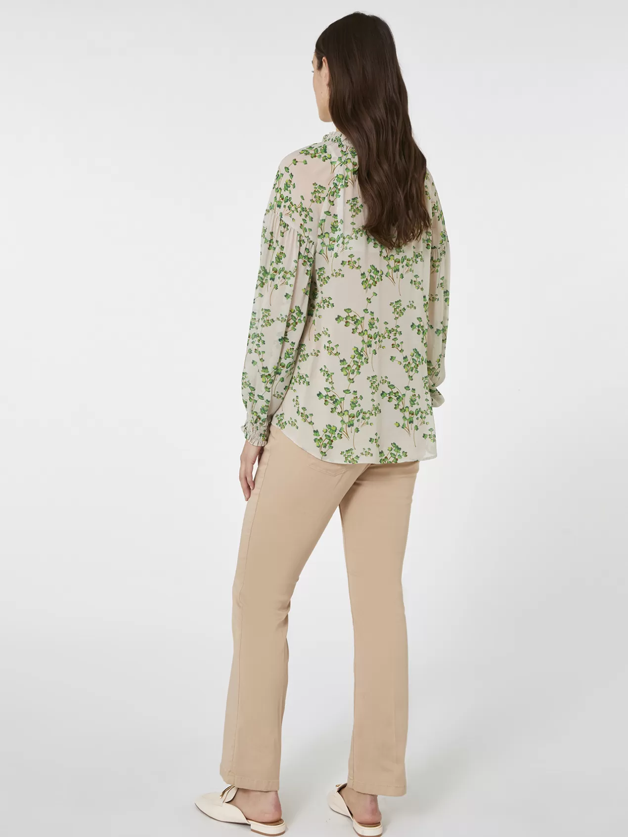 Online Elena Mirò Blouse Imprimee Avec Cordons Beige