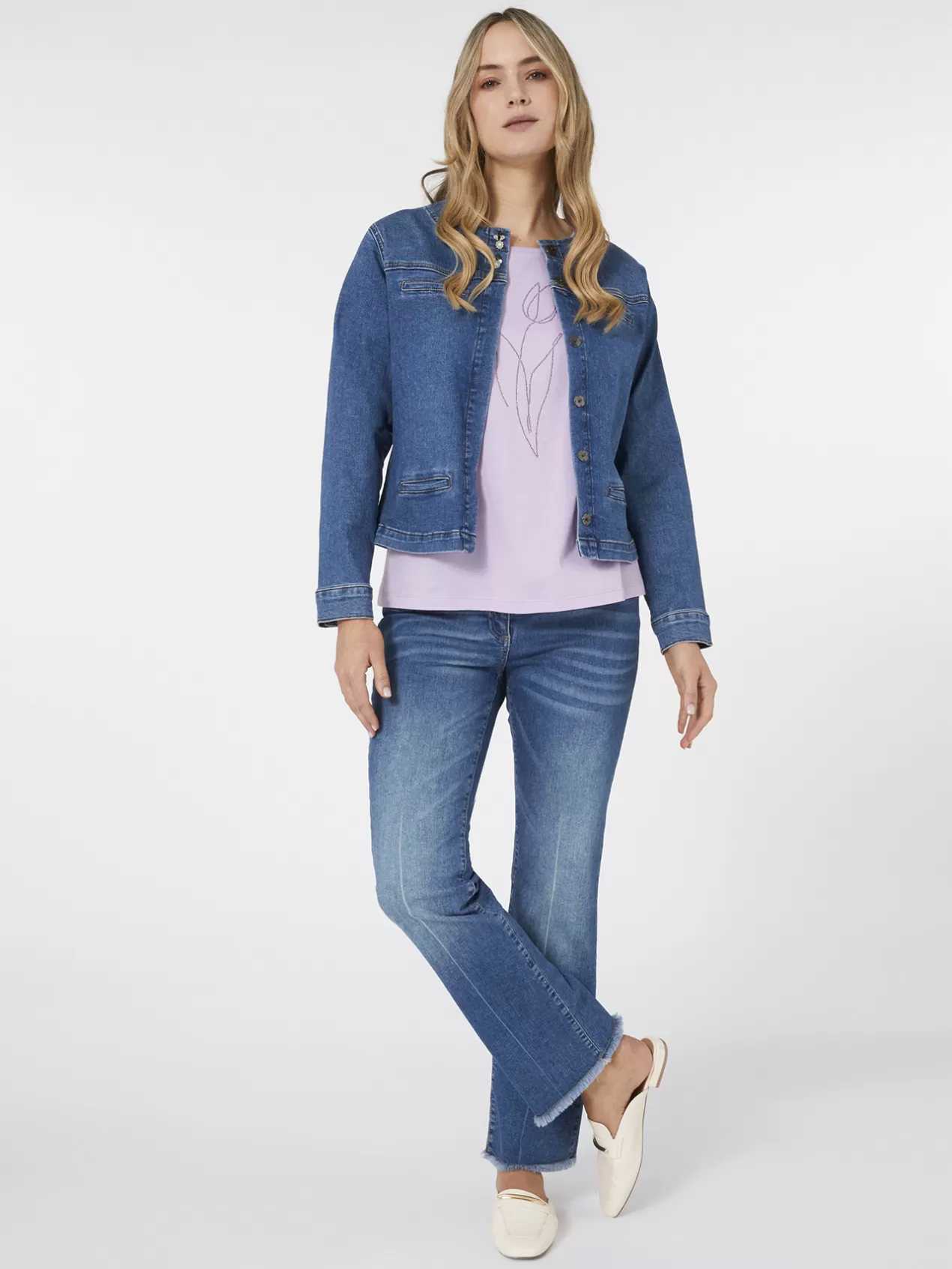 Sale Elena Mirò Blouson En Denim Bleu