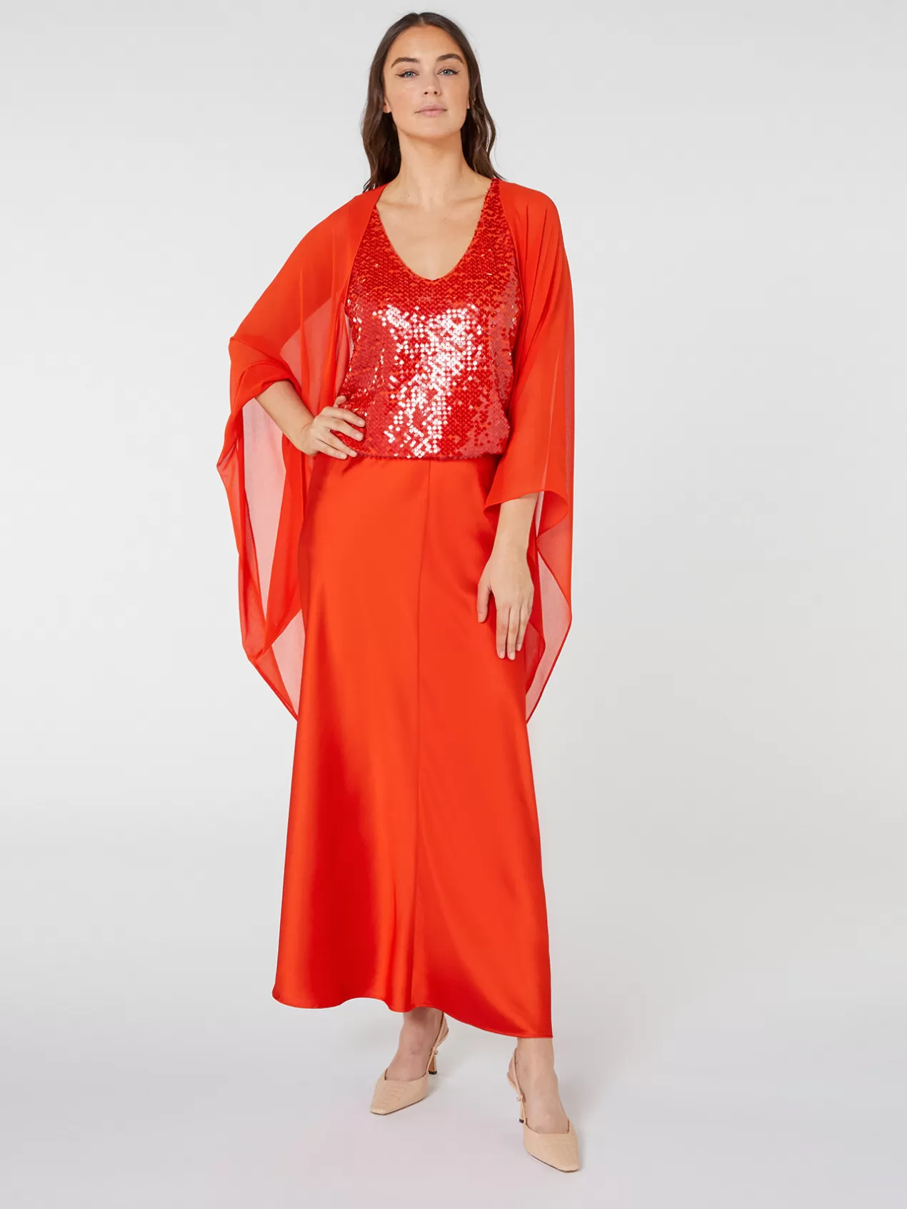 Cheap Elena Mirò Bolero En Georgette Orange Soleil