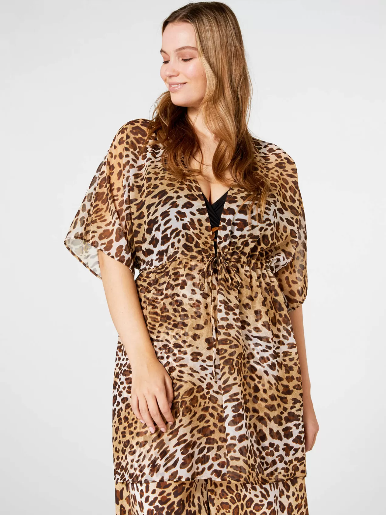 Sale Elena Mirò Cache-Maillot A Motif Animalier Beige