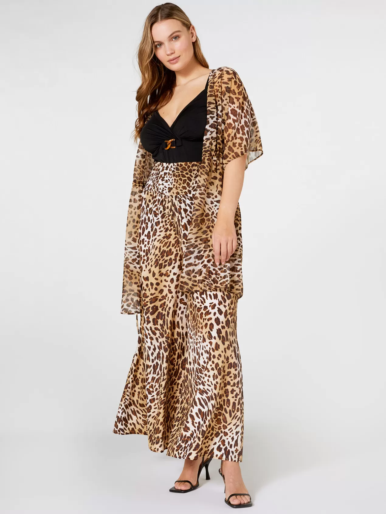 Sale Elena Mirò Cache-Maillot A Motif Animalier Beige