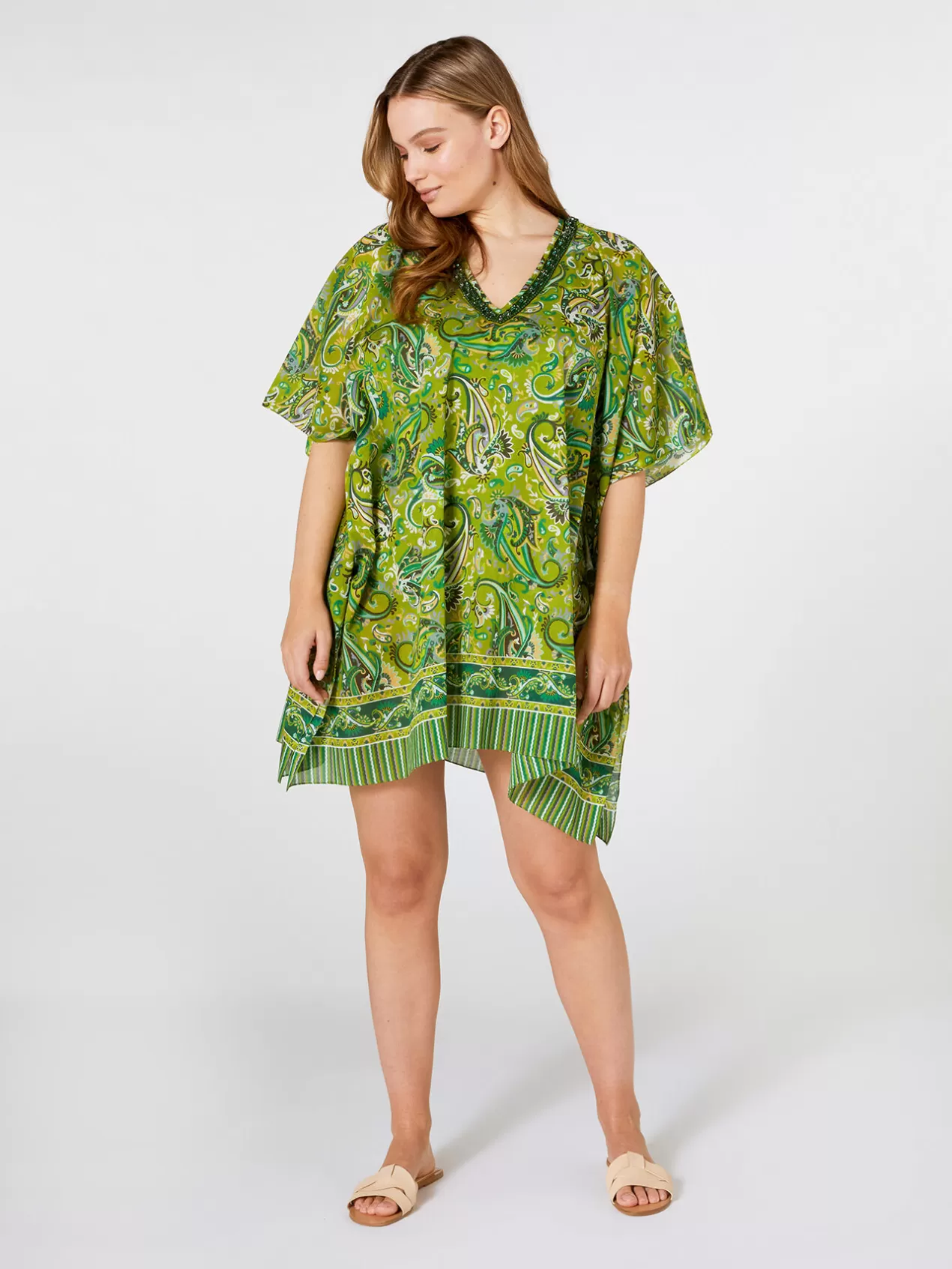 Best Elena Mirò Caftan A Imprime Ethnique Vert