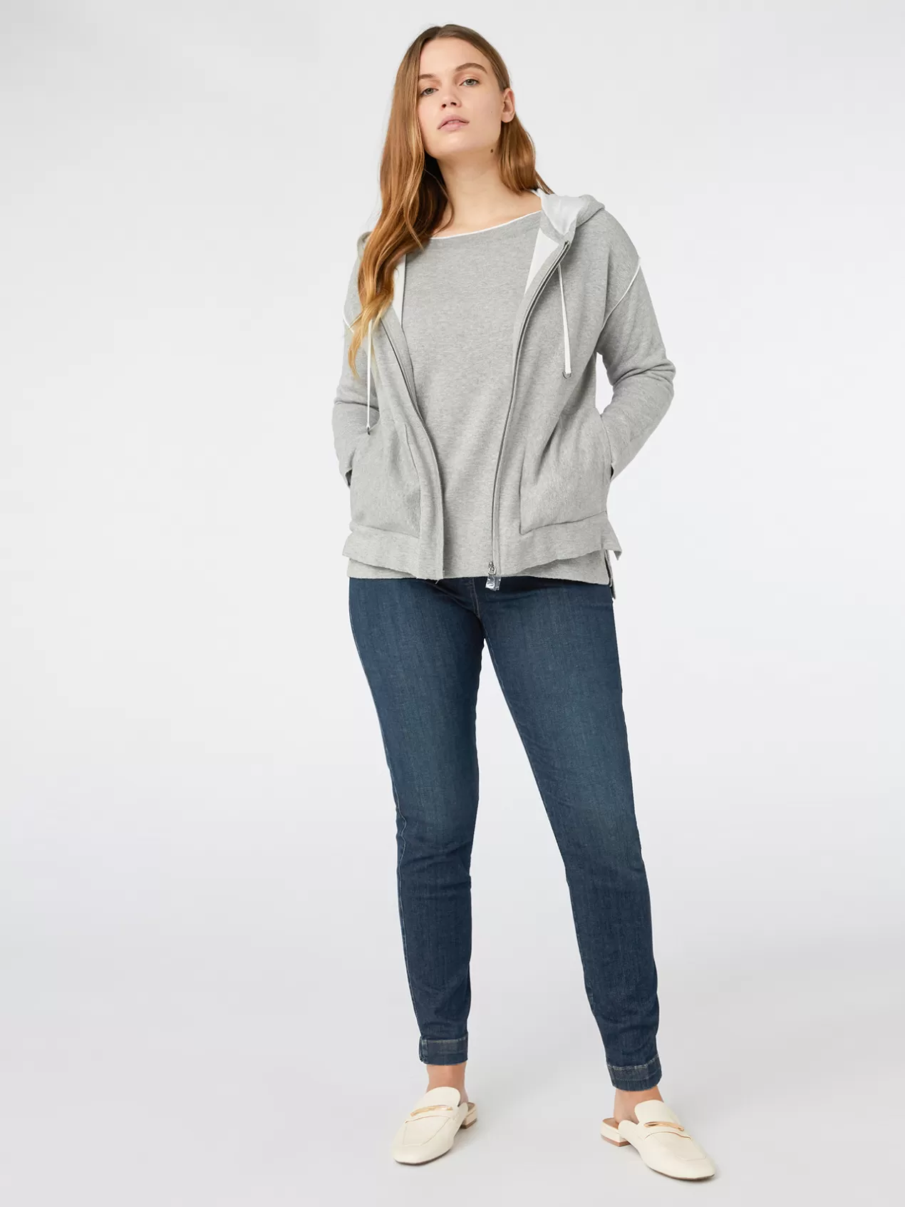 Best Elena Mirò Cardigan A Capuche Imitation Sweat Gris