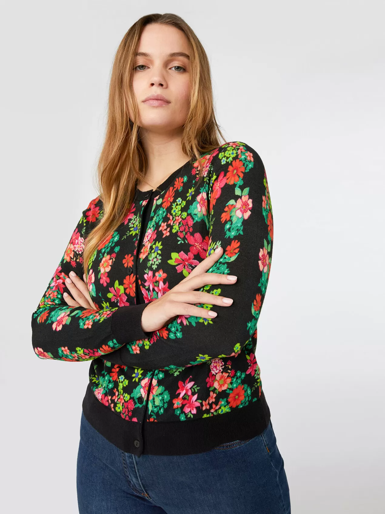 Outlet Elena Mirò Cardigan A Fleurs Noir