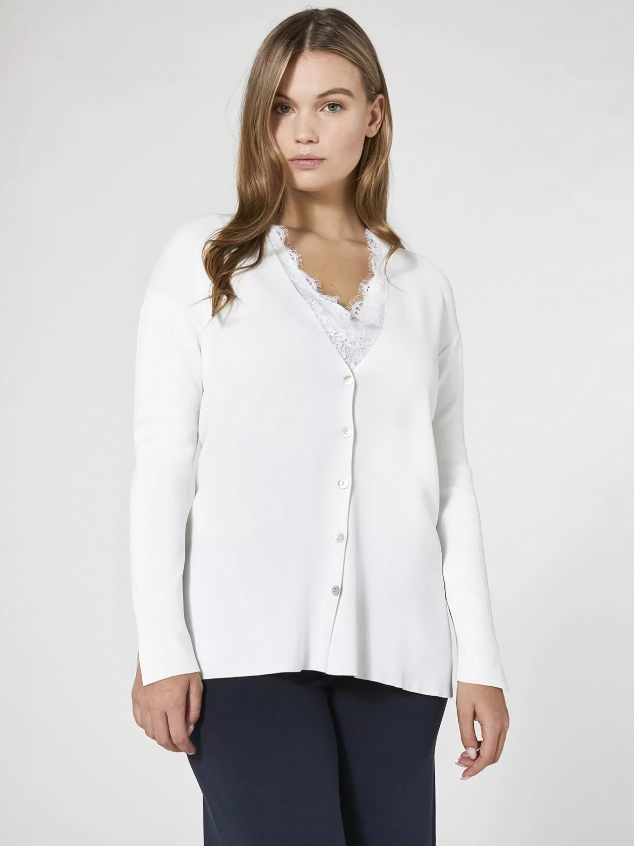 Outlet Elena Mirò Cardigan Avec Boutons Blanc