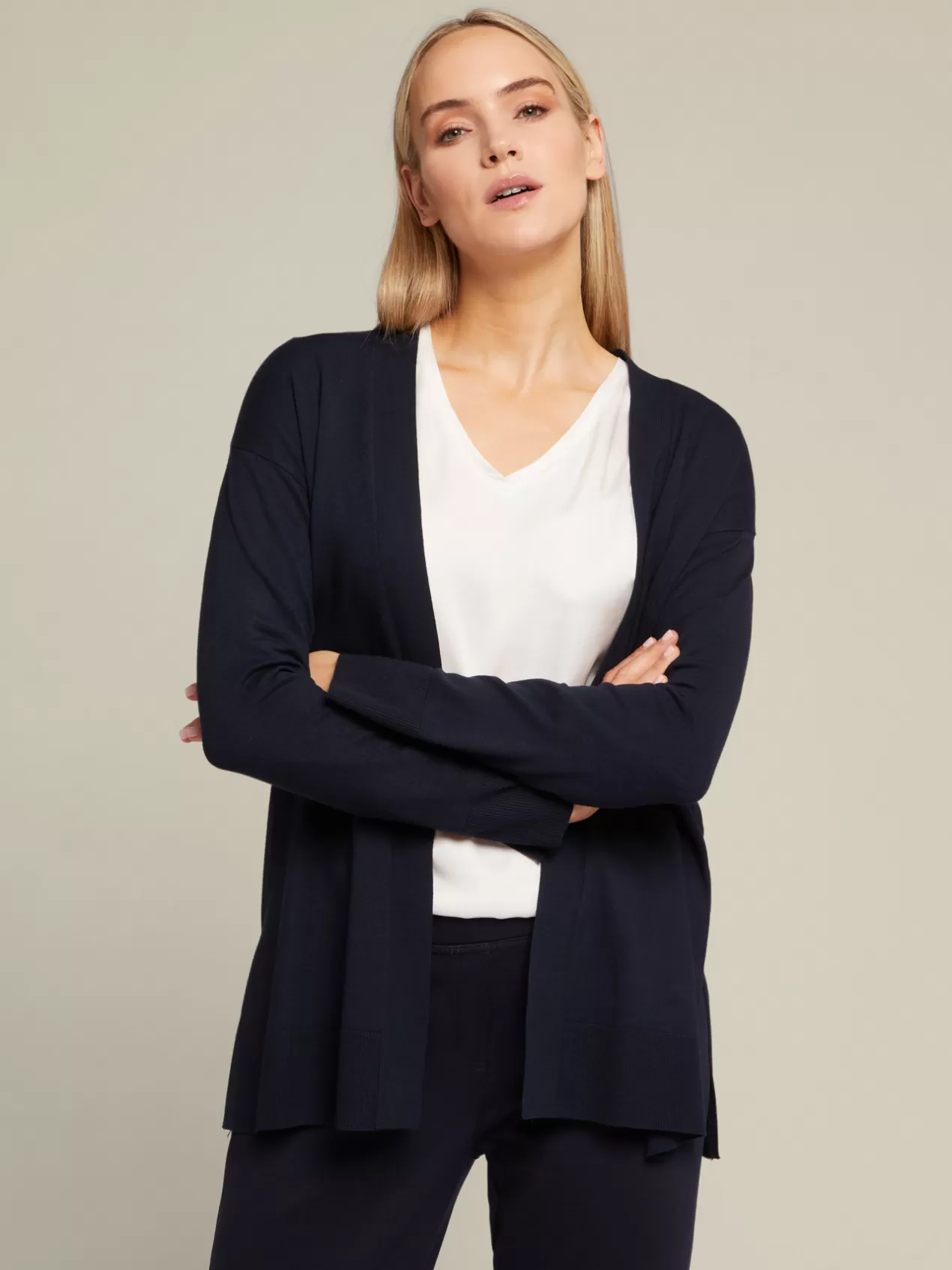 Hot Elena Mirò Cardigan Basique En Viscose Agreable A Porter Ecovero™ Bleu