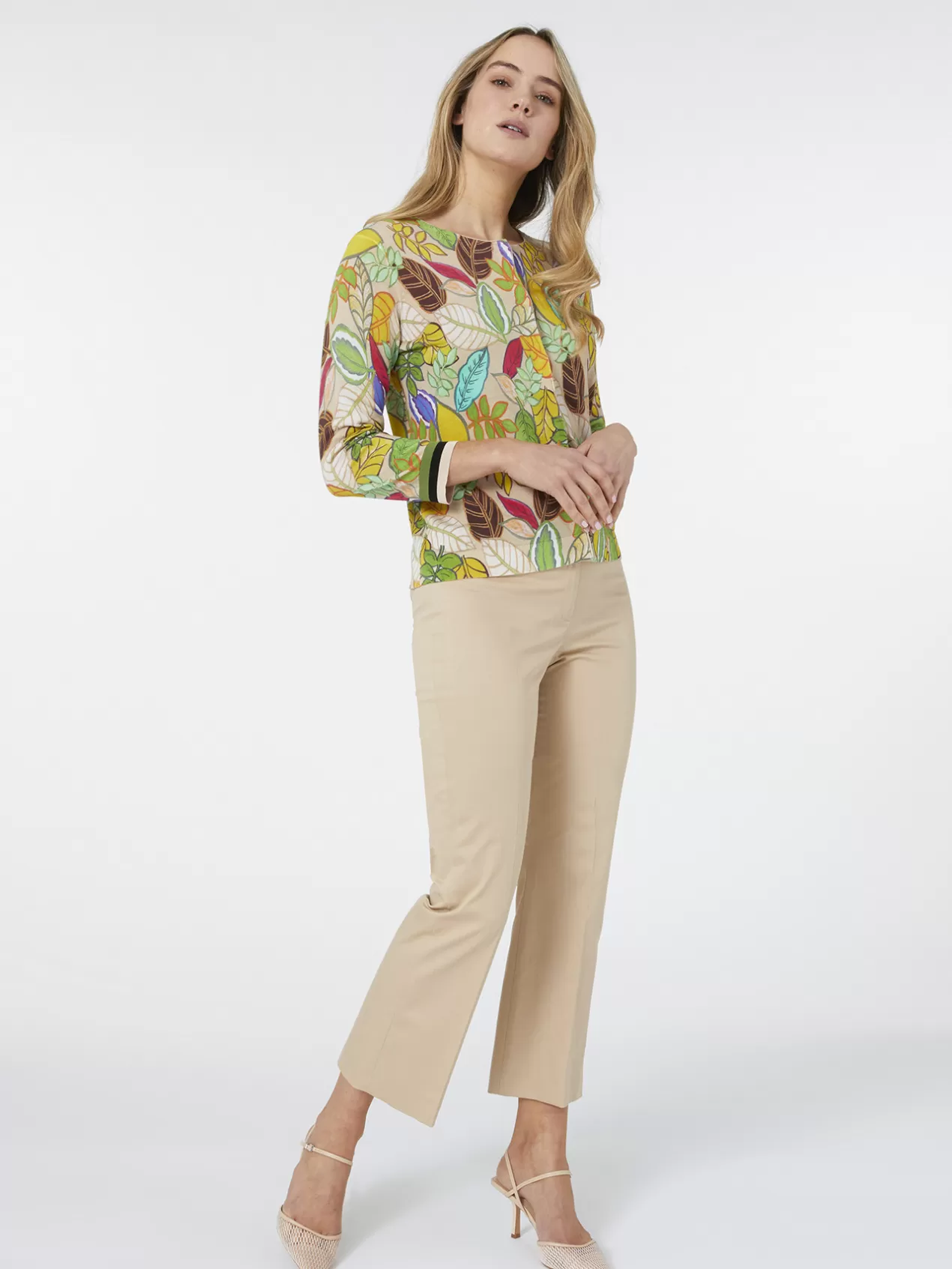 Outlet Elena Mirò Cardigan Court Imprime Beige