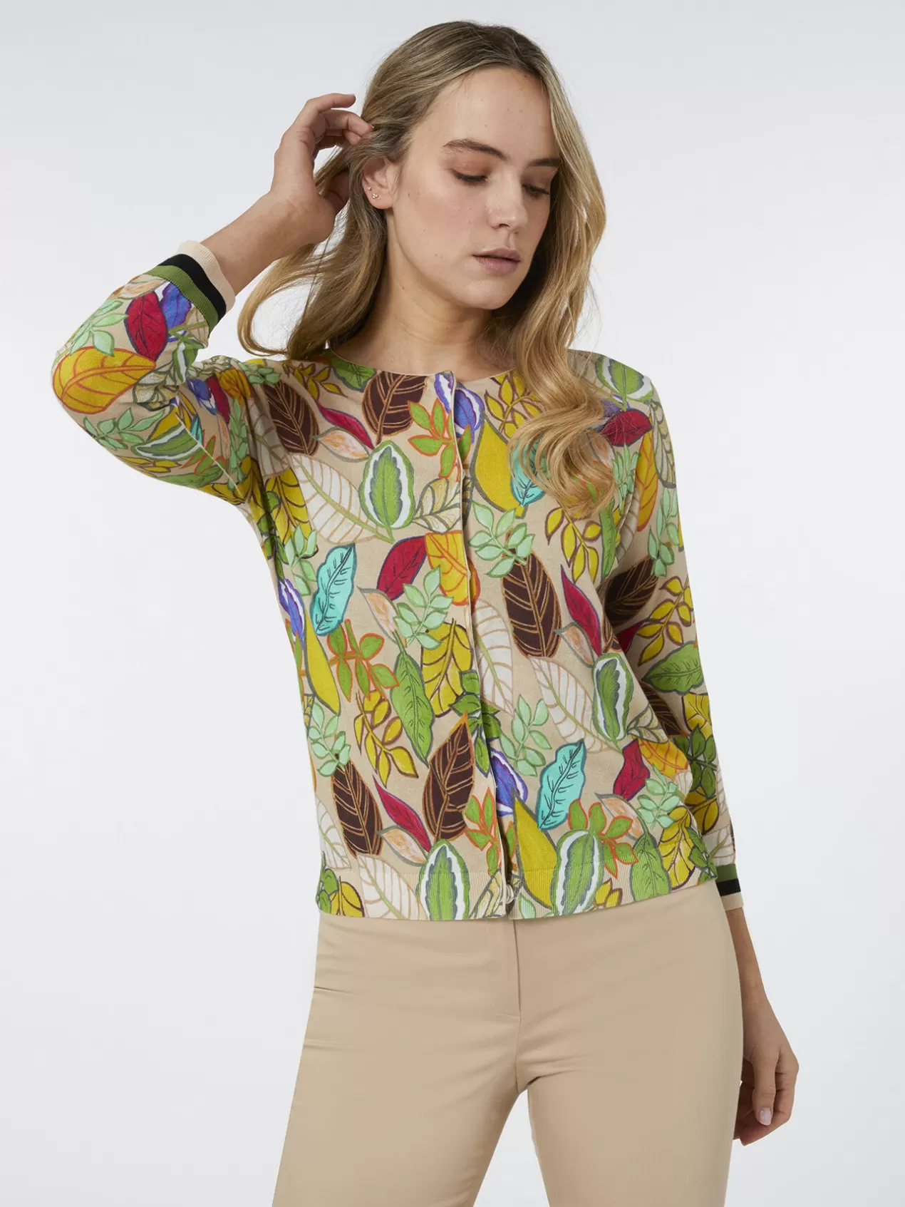 Outlet Elena Mirò Cardigan Court Imprime Beige