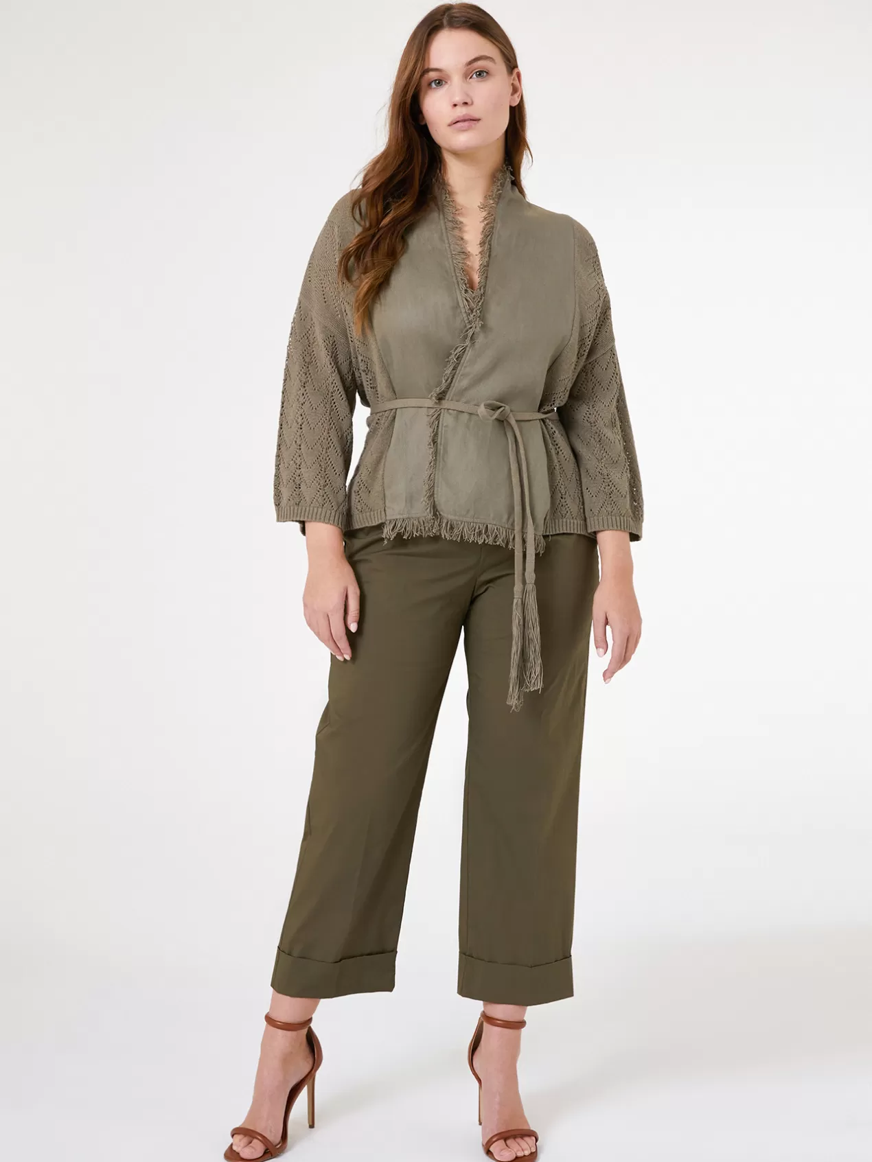 Online Elena Mirò Cardigan En Lin Et Tricot Vert