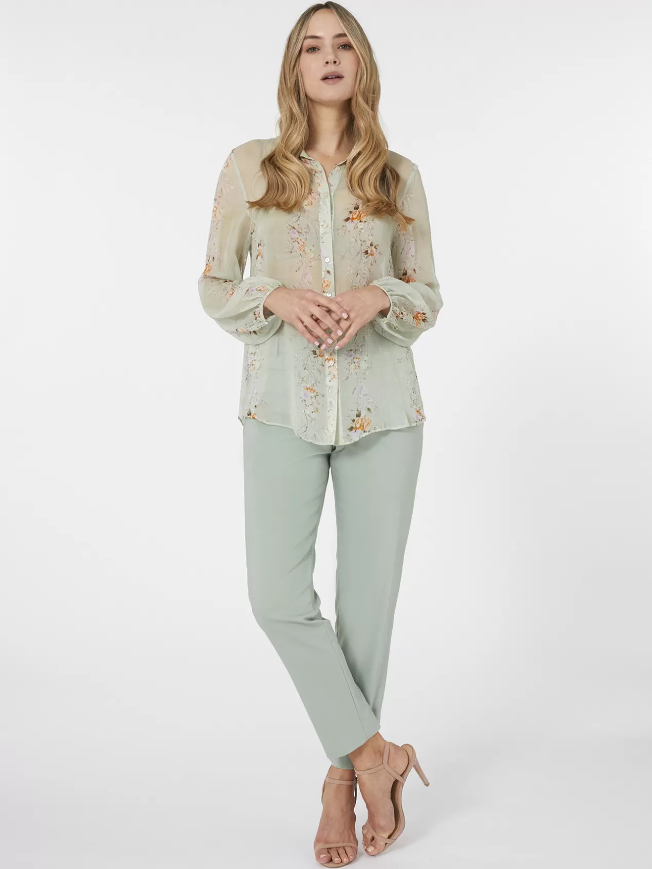 Flash Sale Elena Mirò Chemise A Fleurs En Crepon De Viscose Green Water