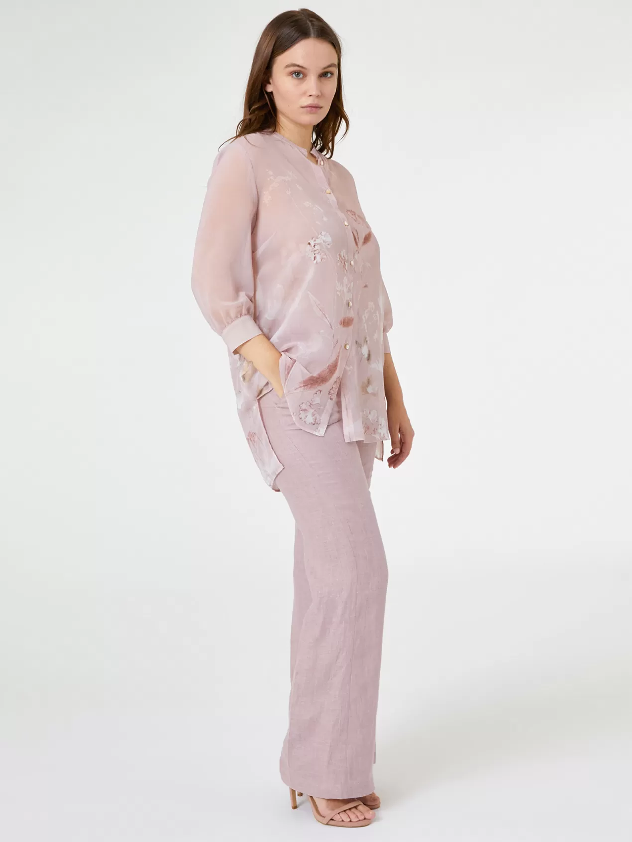 Discount Elena Mirò Chemise A Fleurs En Viscose Rose