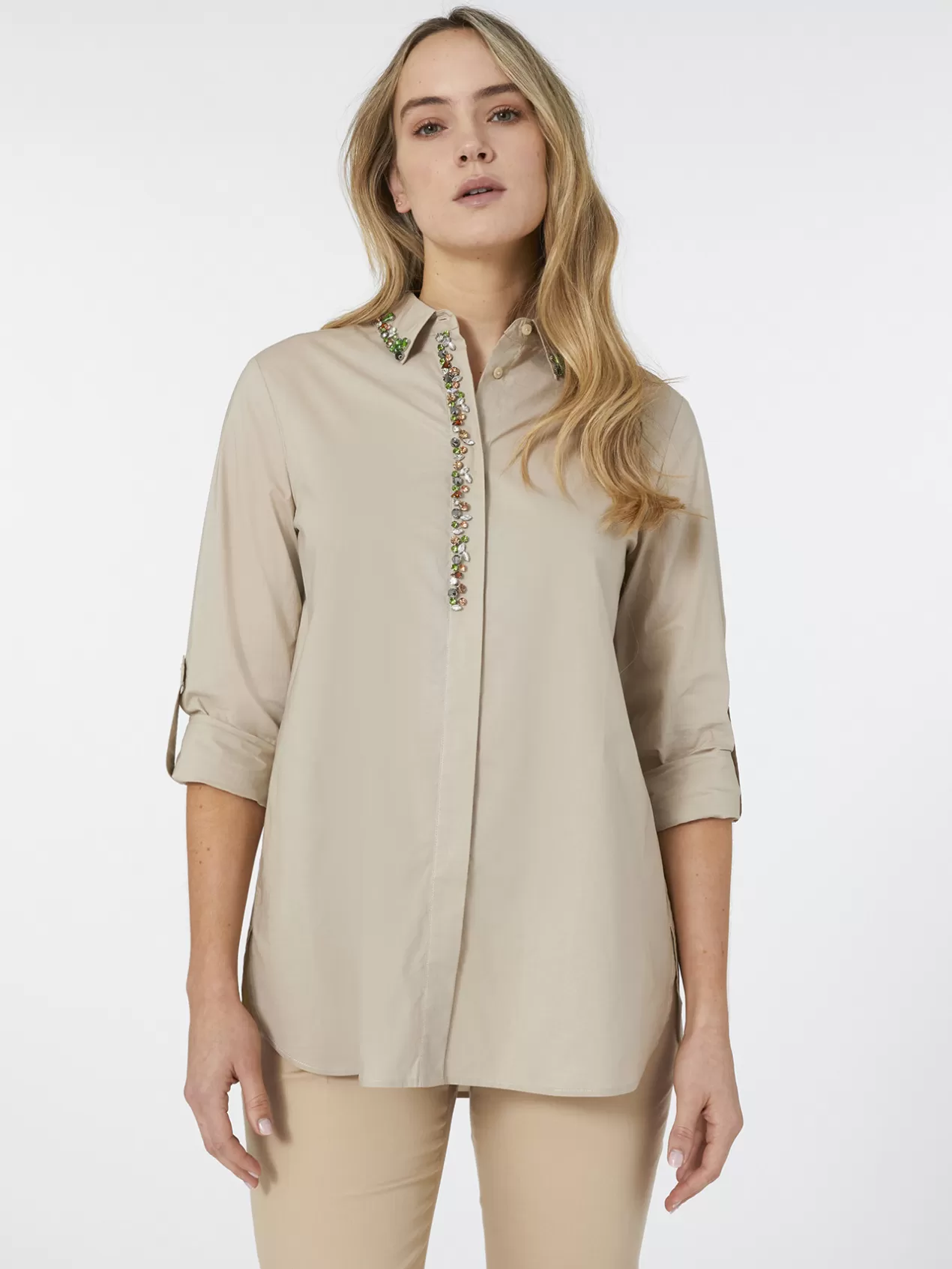 Store Elena Mirò Chemise Avec Broderie Beige