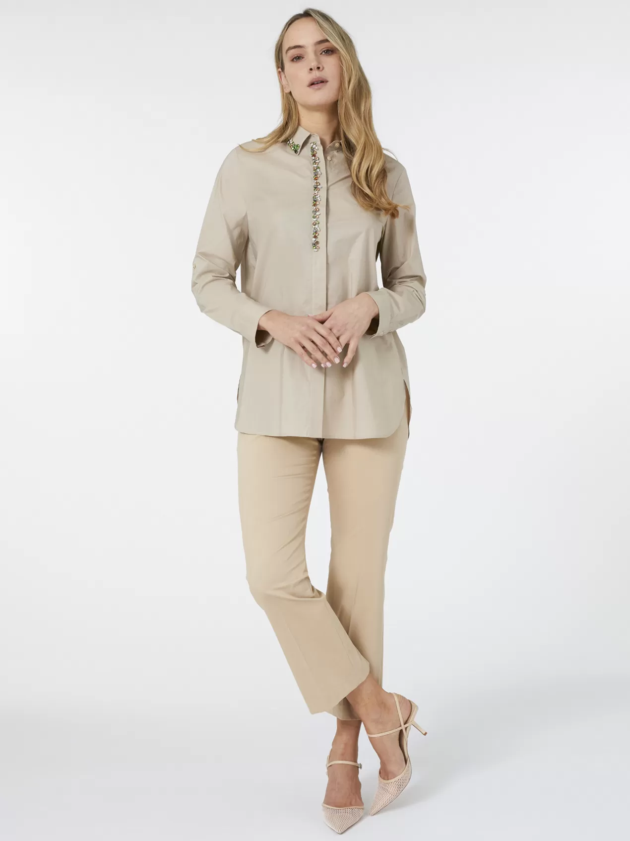 Store Elena Mirò Chemise Avec Broderie Beige
