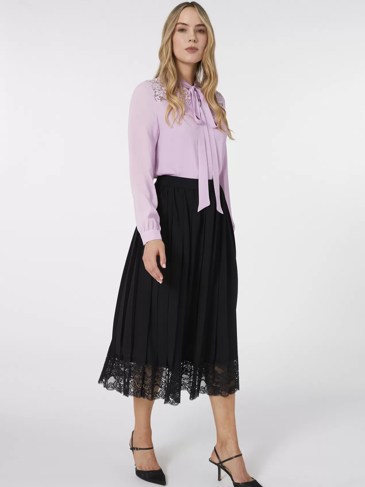 Flash Sale Elena Mirò Chemise Avec Echarpe Et Dentelle Violet