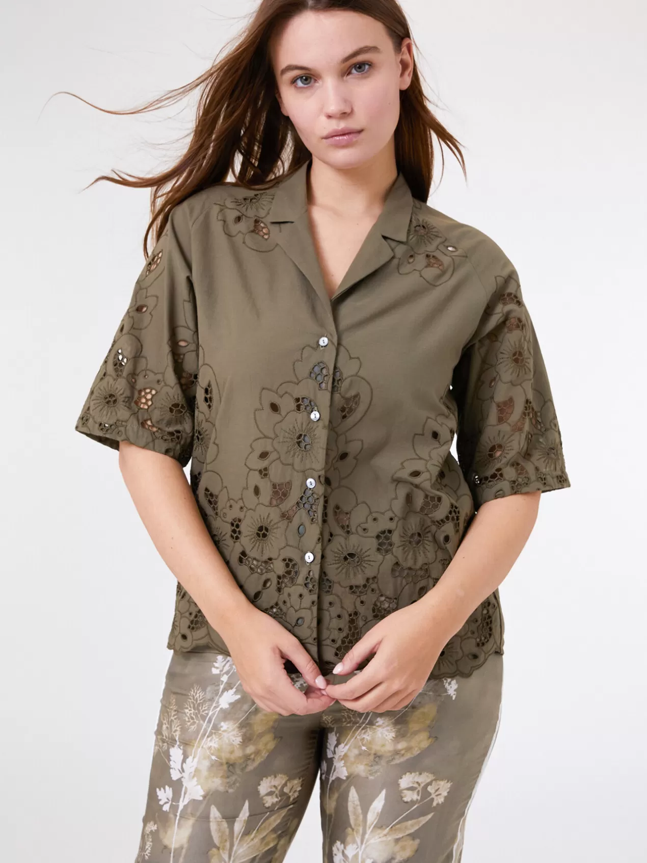 Hot Elena Mirò Chemise Brodee Vert