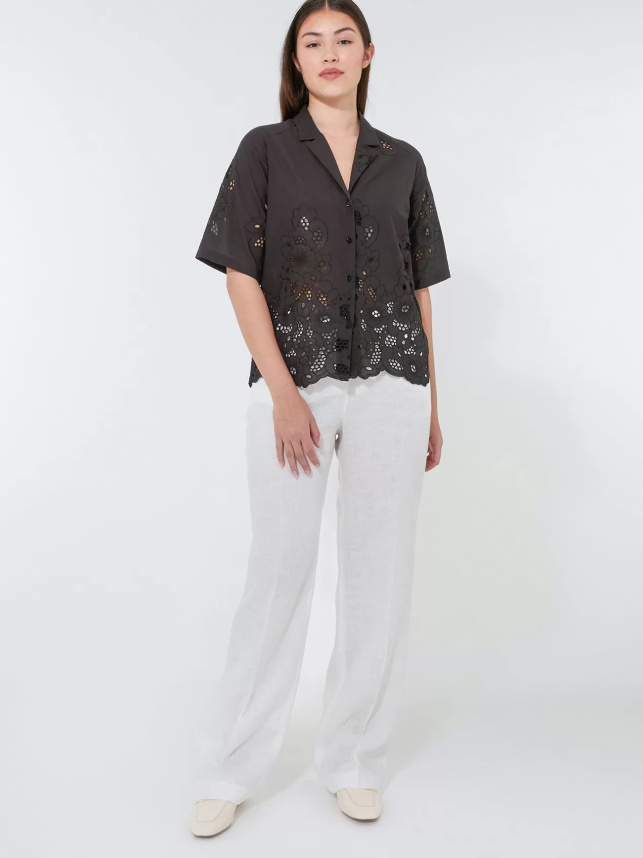 Clearance Elena Mirò Chemise Brodee Noir
