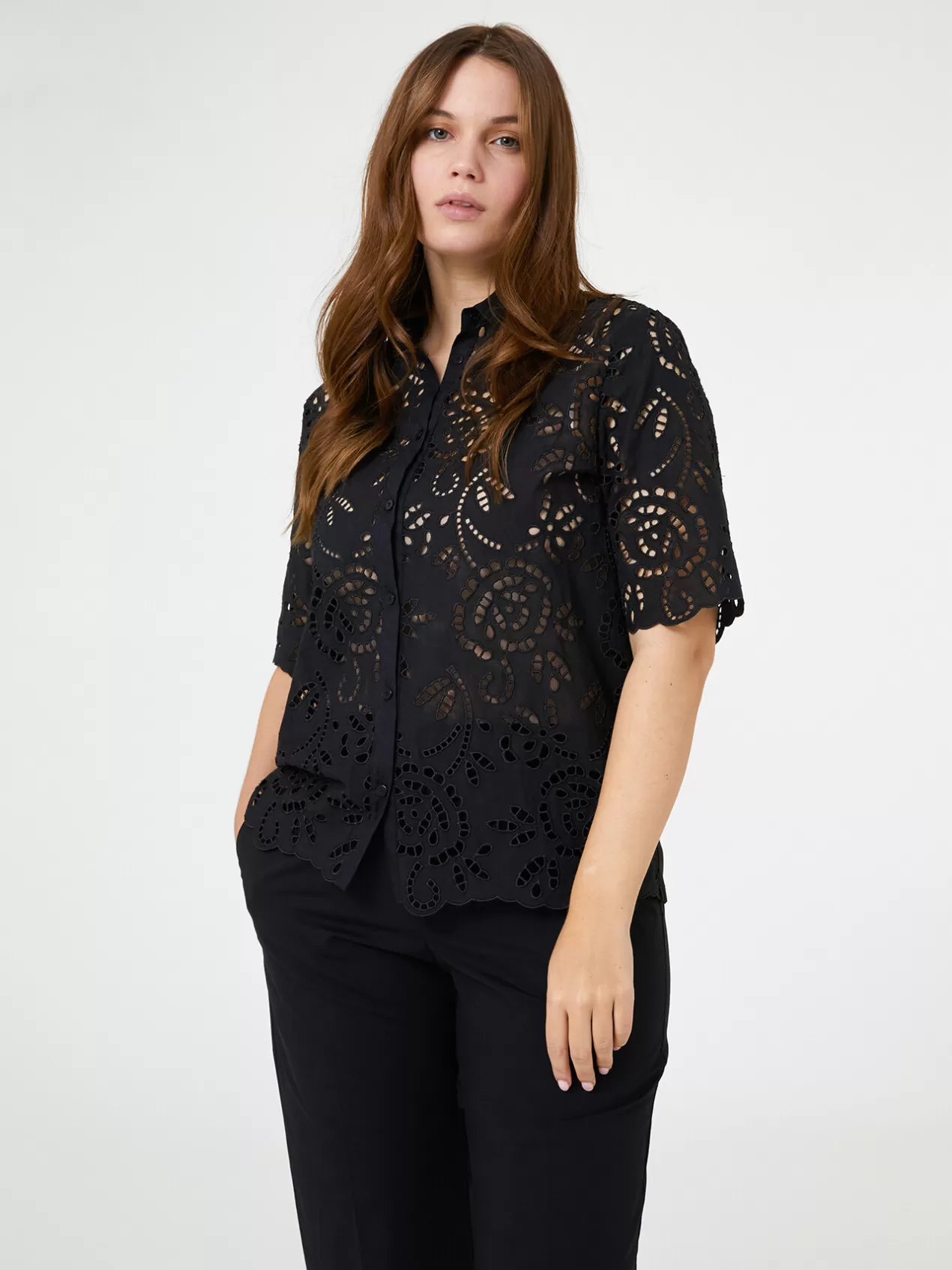 Clearance Elena Mirò Chemise En Broderie Anglaise Noir