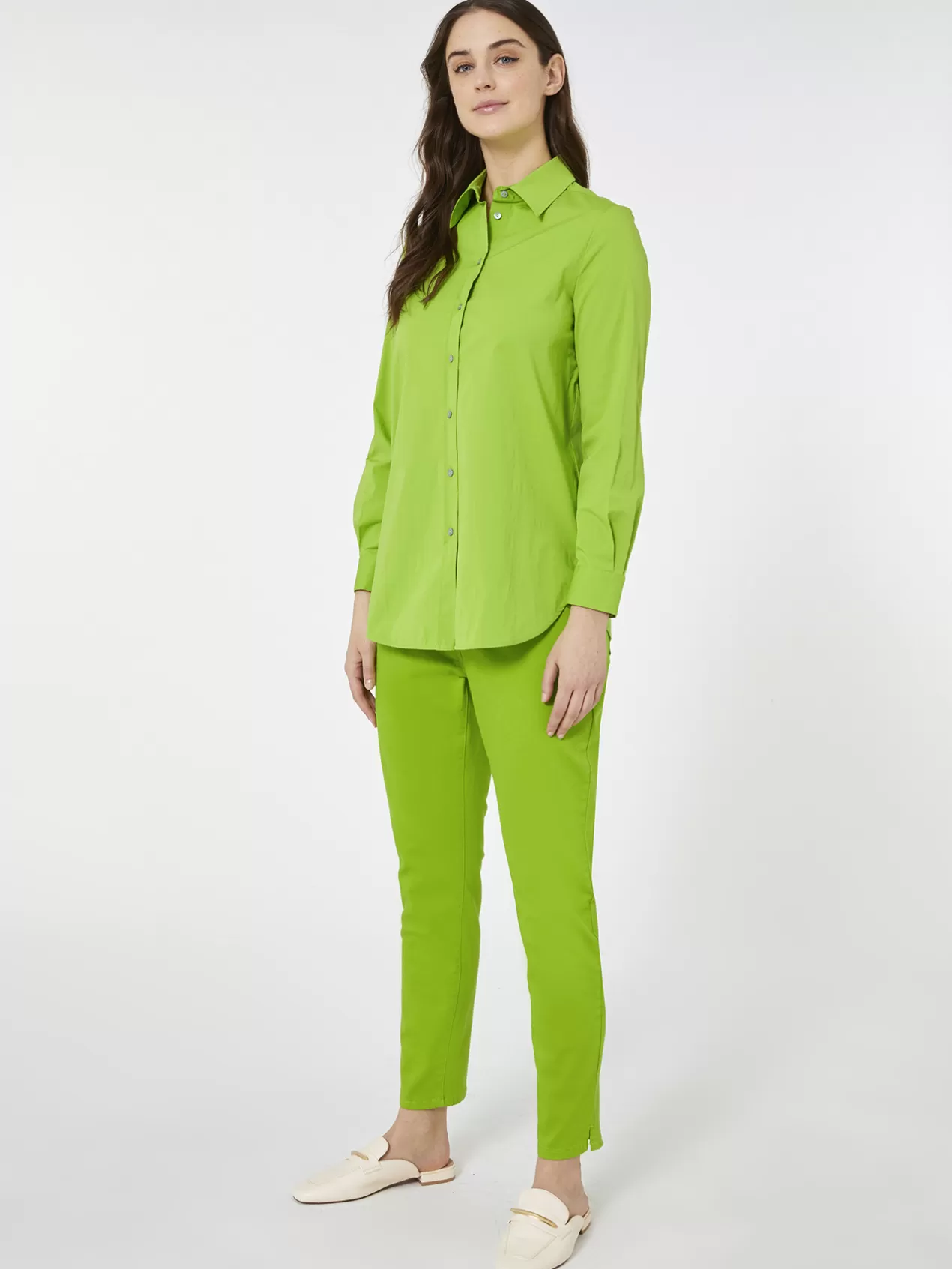 Discount Elena Mirò Chemise En Coton Stretch Vert