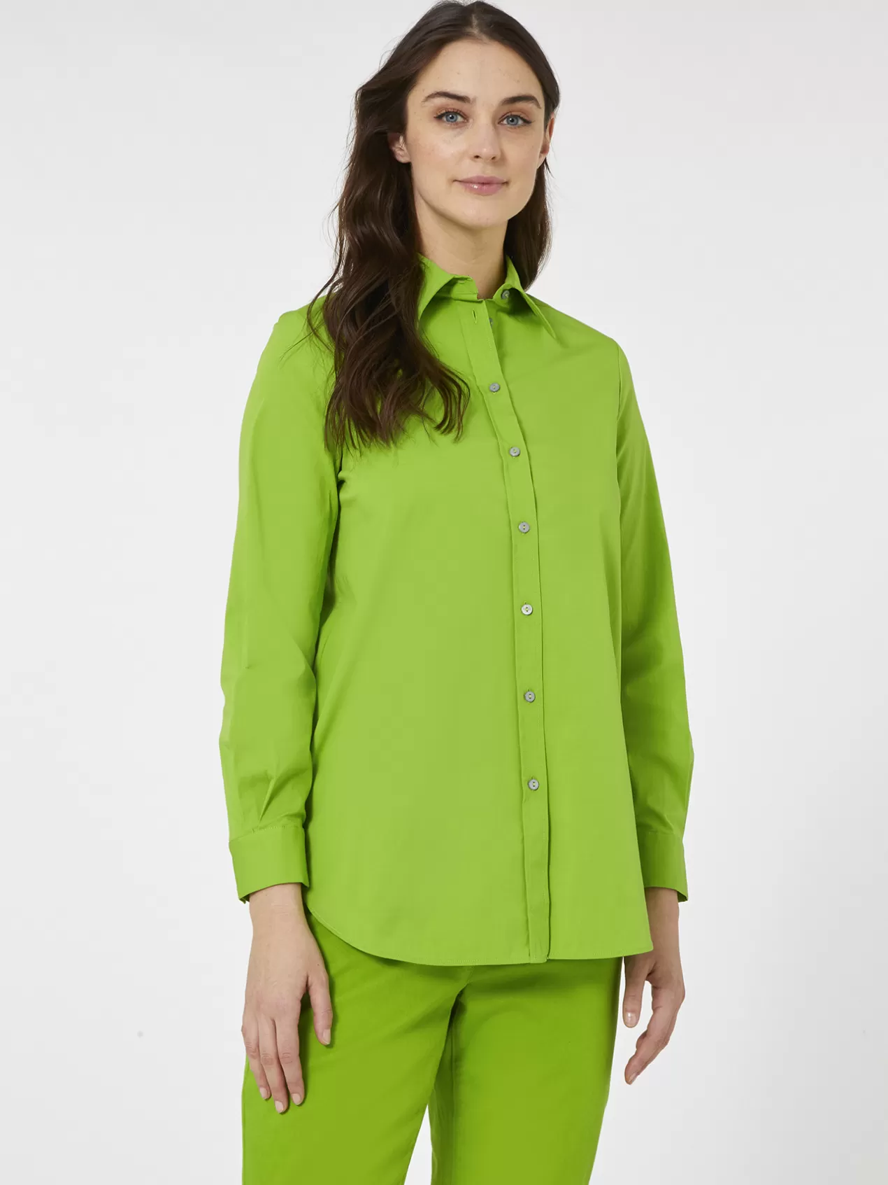 Discount Elena Mirò Chemise En Coton Stretch Vert