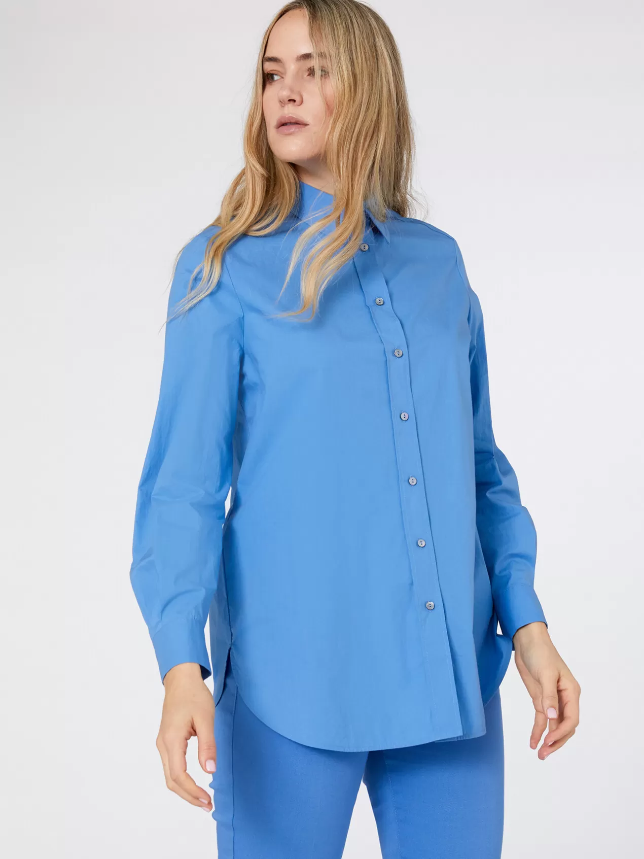 Online Elena Mirò Chemise En Coton Stretch Light - Blue
