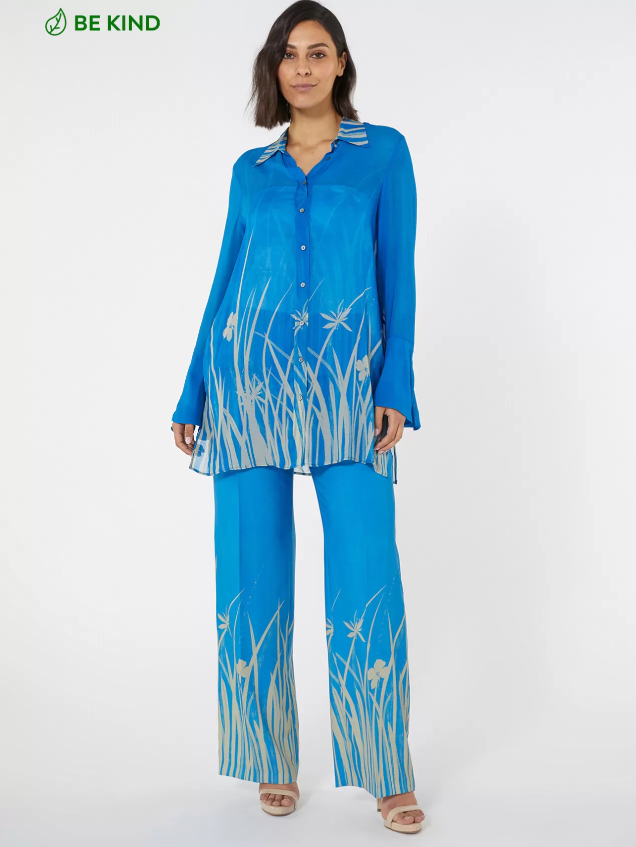 Sale Elena Mirò Chemise En Georgette Avec Imprime Place Light - Blue