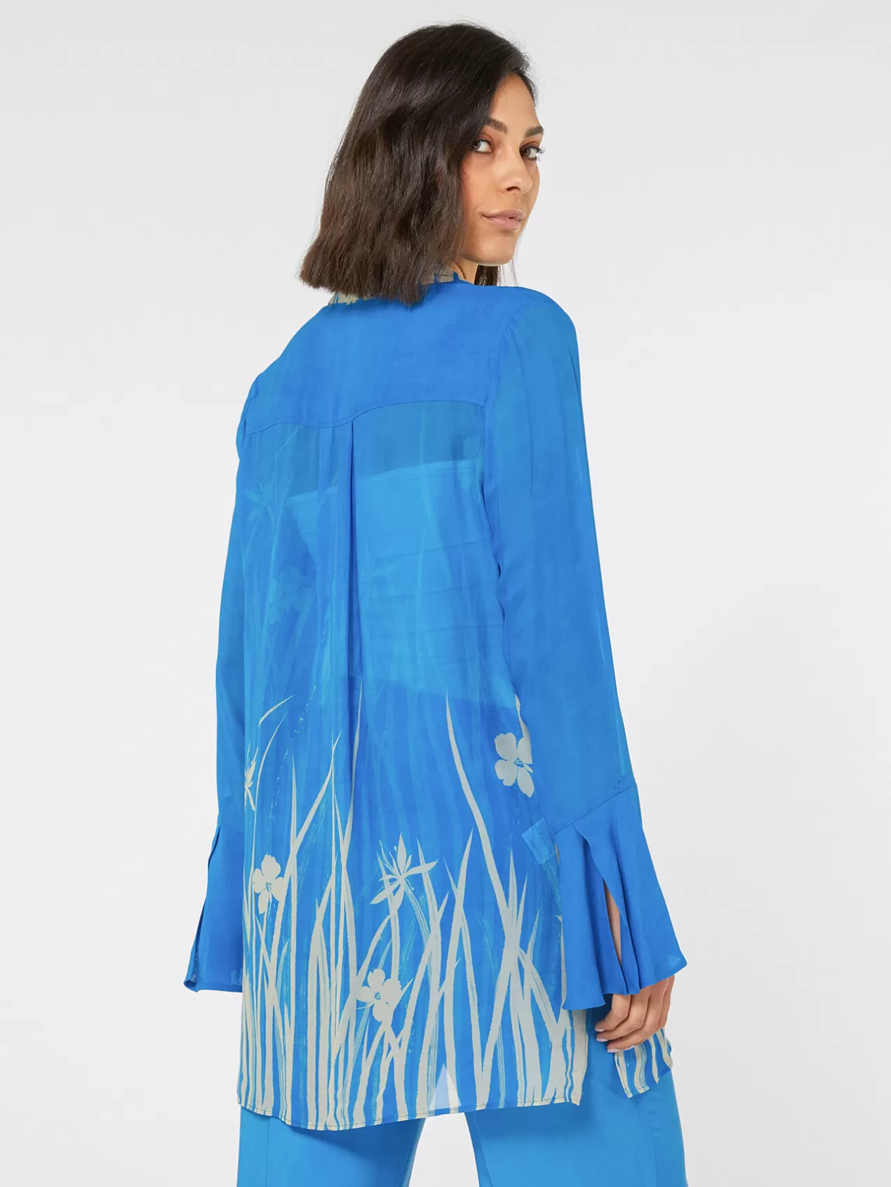 Sale Elena Mirò Chemise En Georgette Avec Imprime Place Light - Blue
