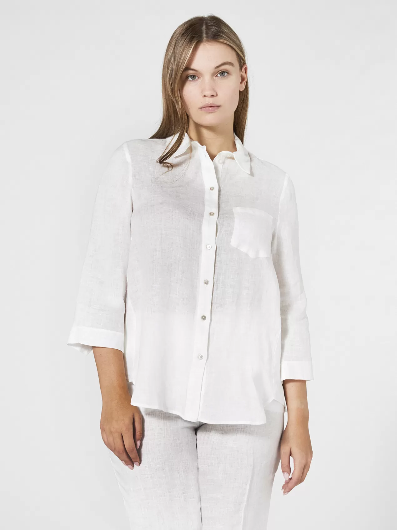 Hot Elena Mirò Chemise En Lin Blanc