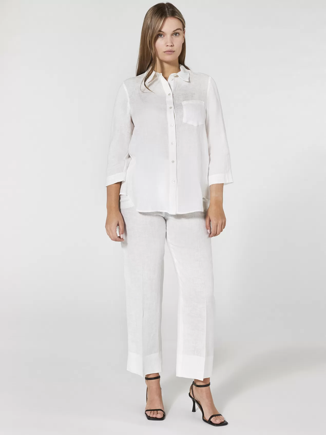 Hot Elena Mirò Chemise En Lin Blanc