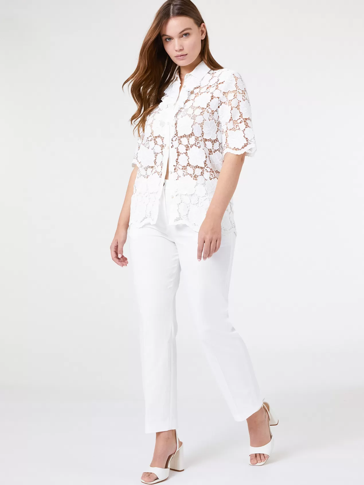 Discount Elena Mirò Chemise En Macrame Blanc