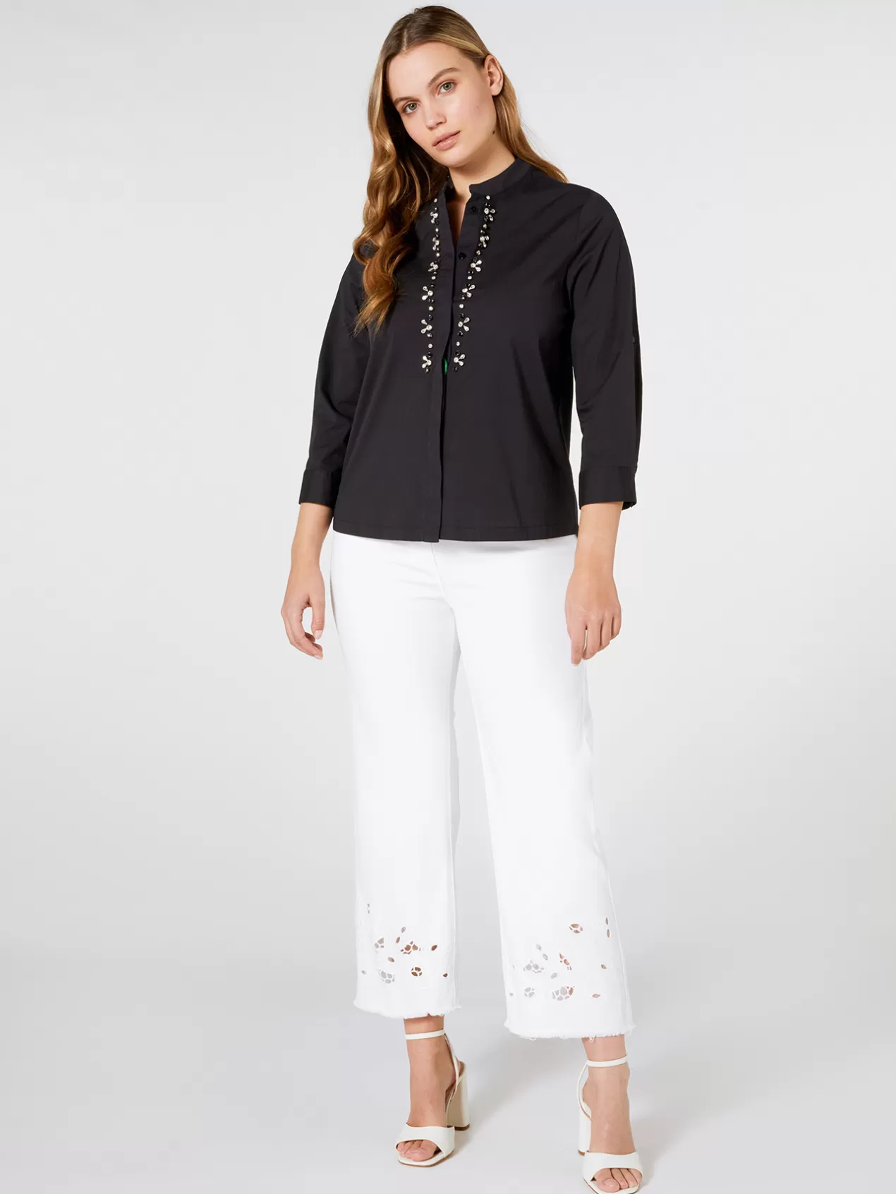 Outlet Elena Mirò Chemise En Popeline Avec Broderie Noir