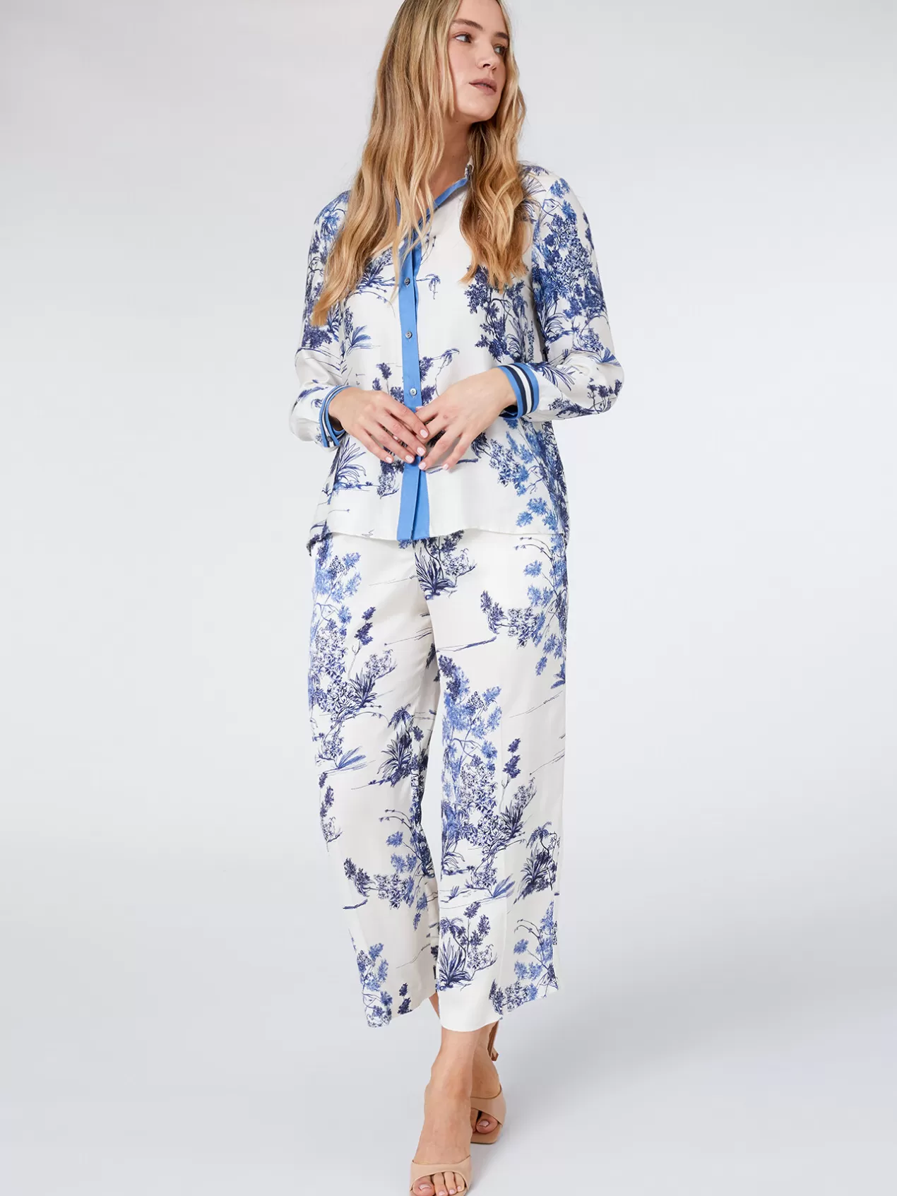Flash Sale Elena Mirò Chemise En Satin Imprime Blanc