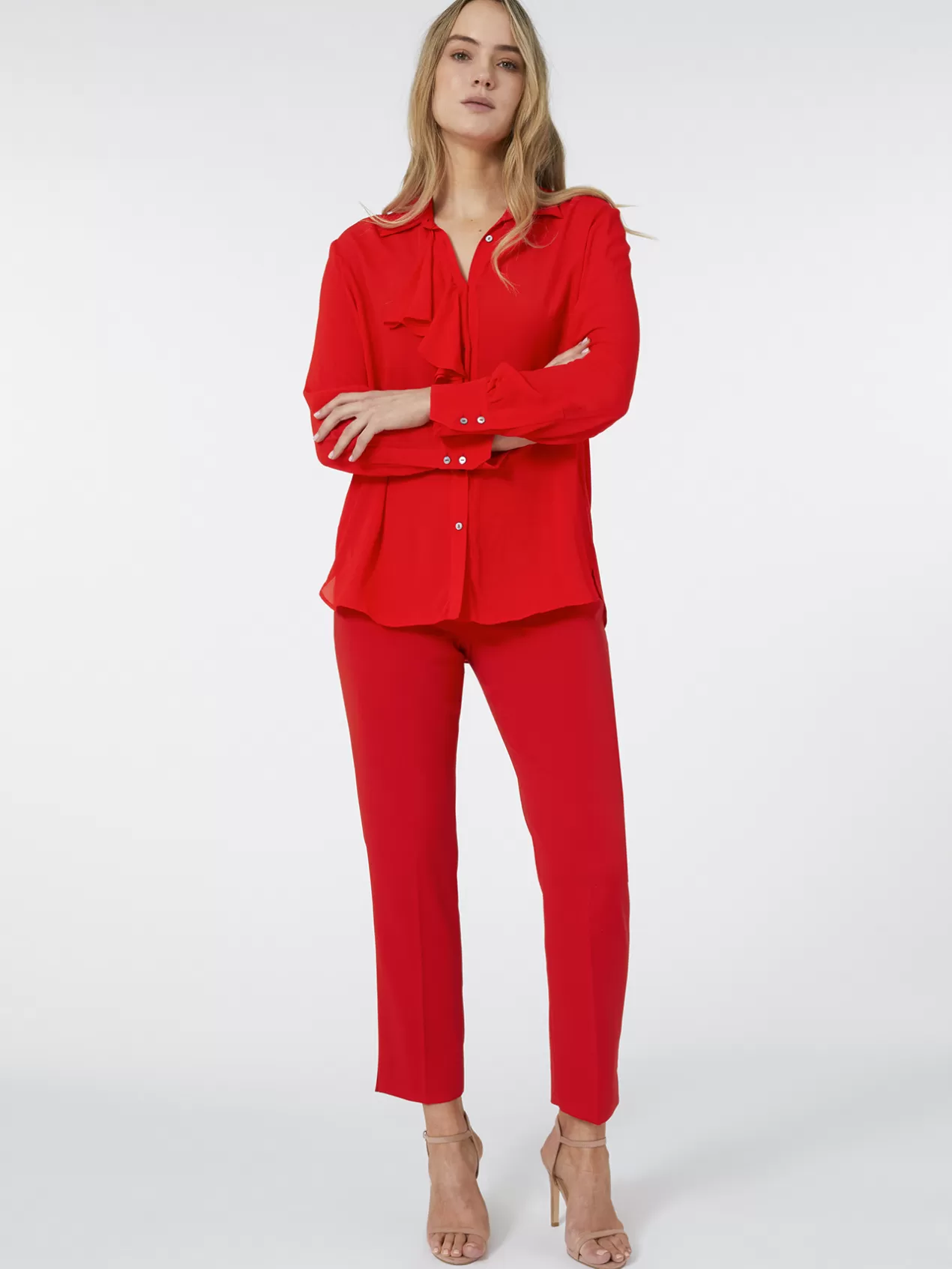 Best Sale Elena Mirò Chemise En Viscose Avec Jabot Rouge
