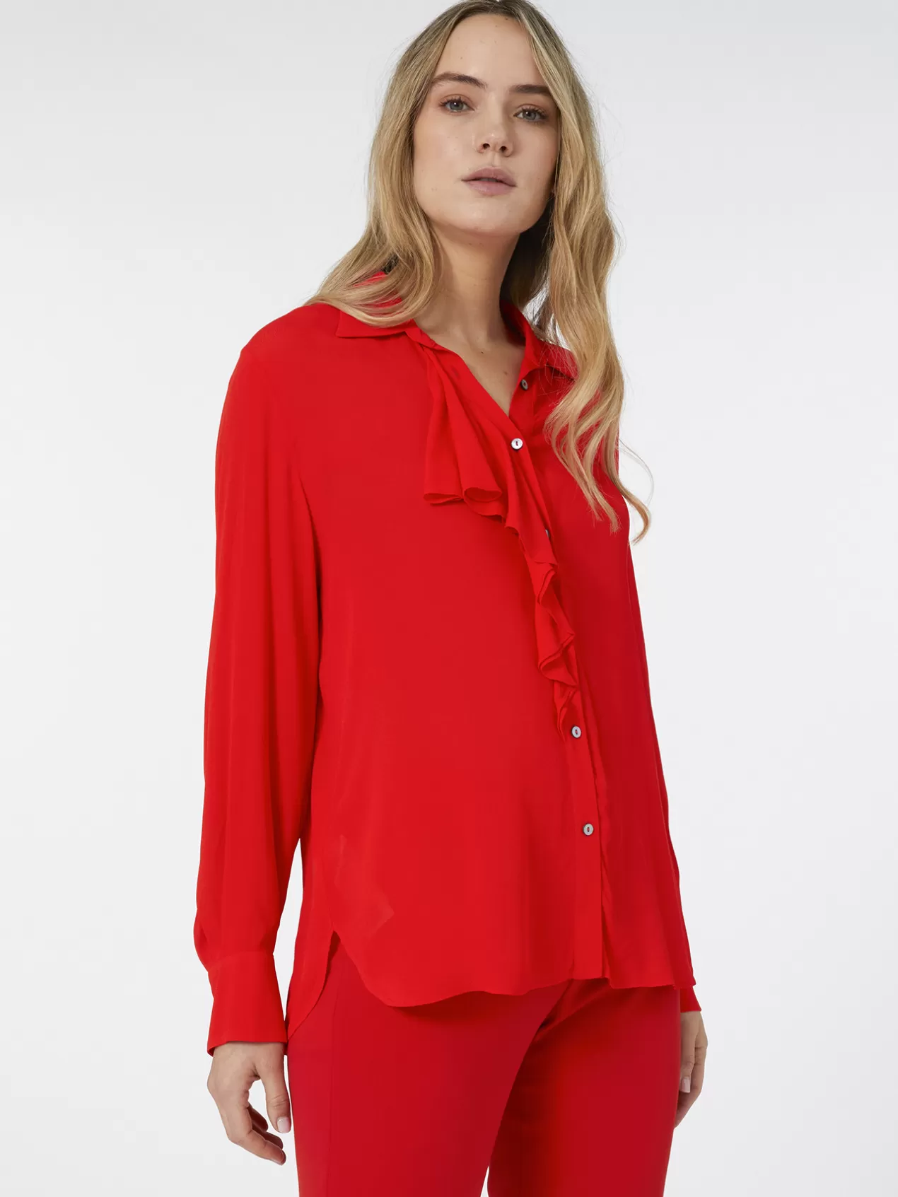 Best Sale Elena Mirò Chemise En Viscose Avec Jabot Rouge