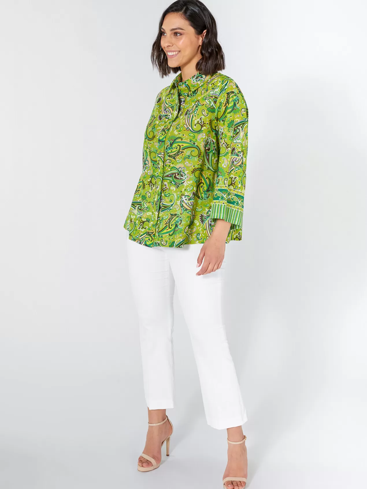 Shop Elena Mirò Chemise Fantaisie A Bords Places Vert Clair