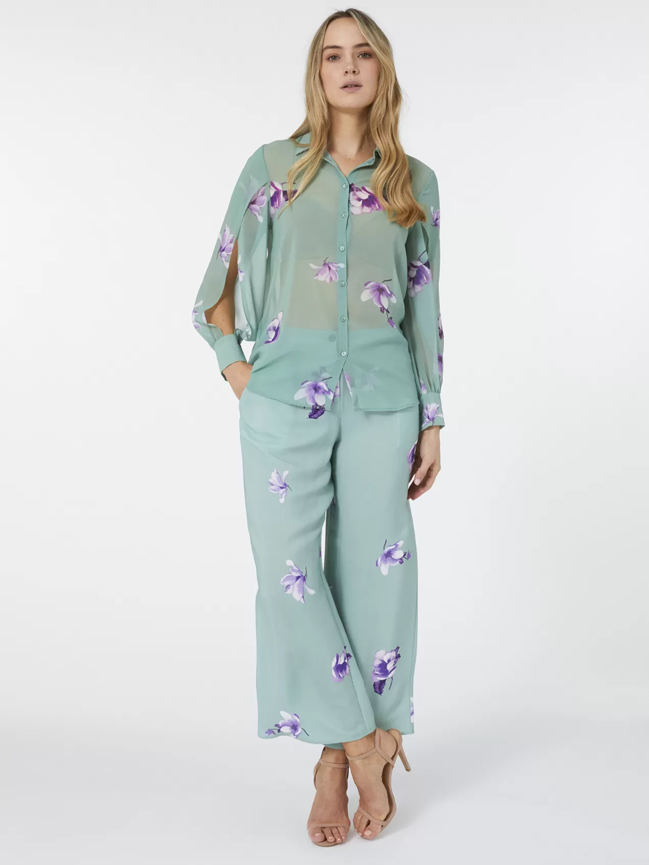 Store Elena Mirò Chemise Imprimee Avec Fentes Sur Les Manches Green Water