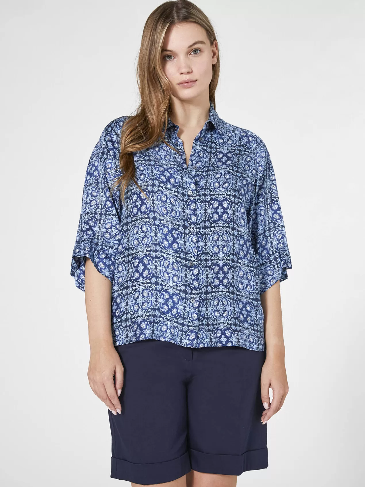 Best Elena Mirò Chemise Imprimee En Viscose Bleu