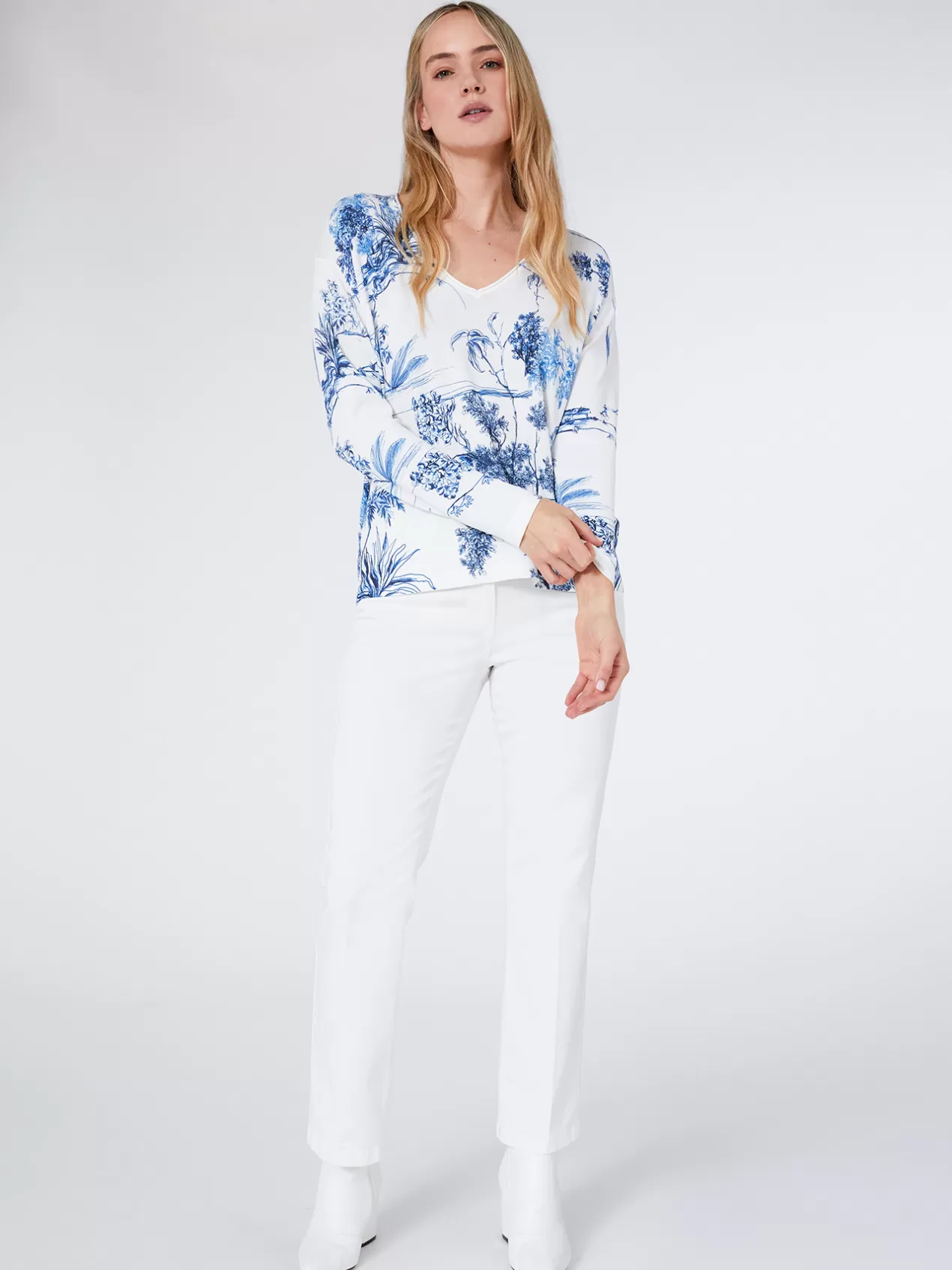 Best Elena Mirò Chemise Imprimee Et Brodee Bleu