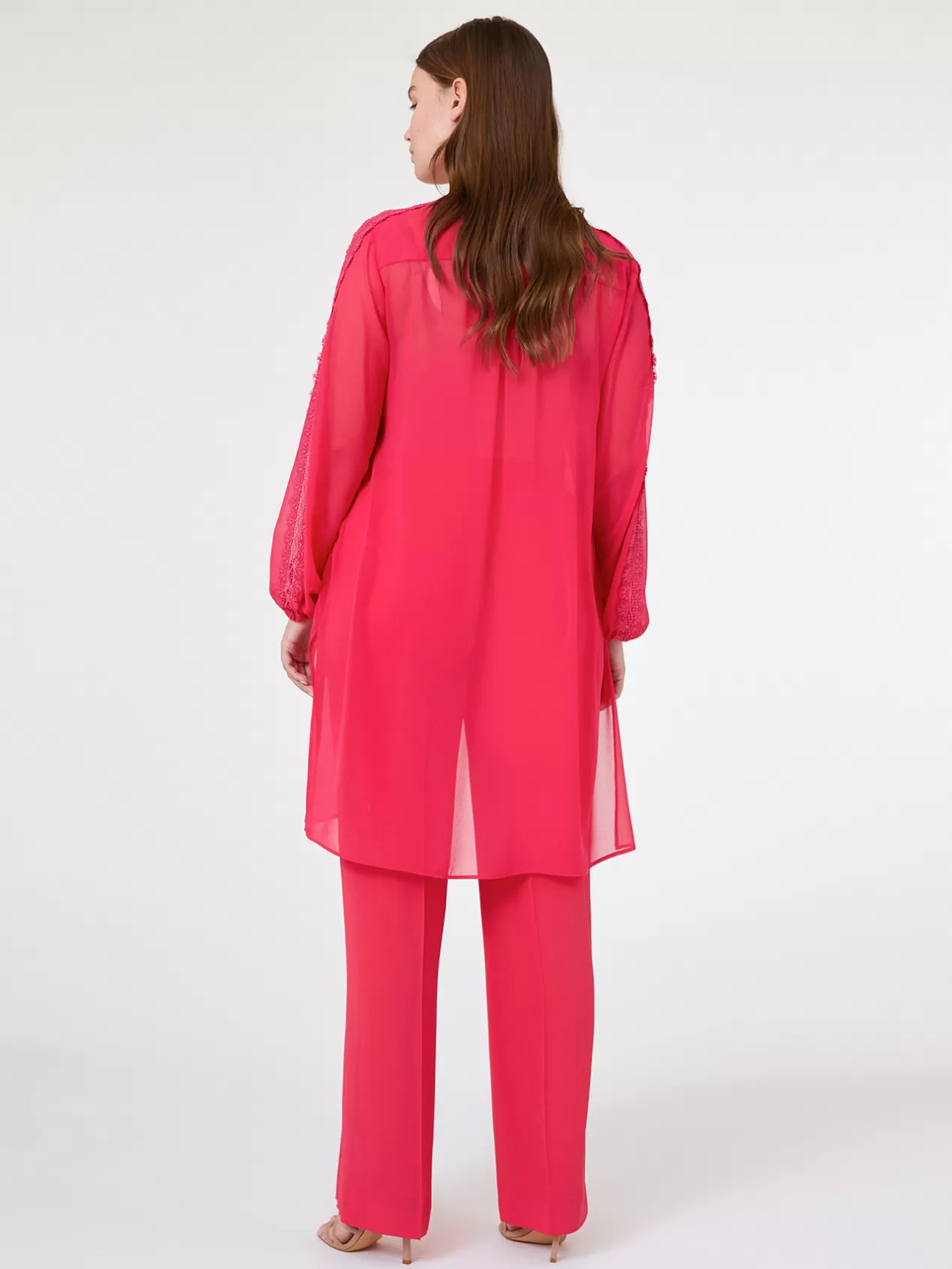 Best Elena Mirò Chemise Longue Avec Inserts En Dentelle Fuchsia